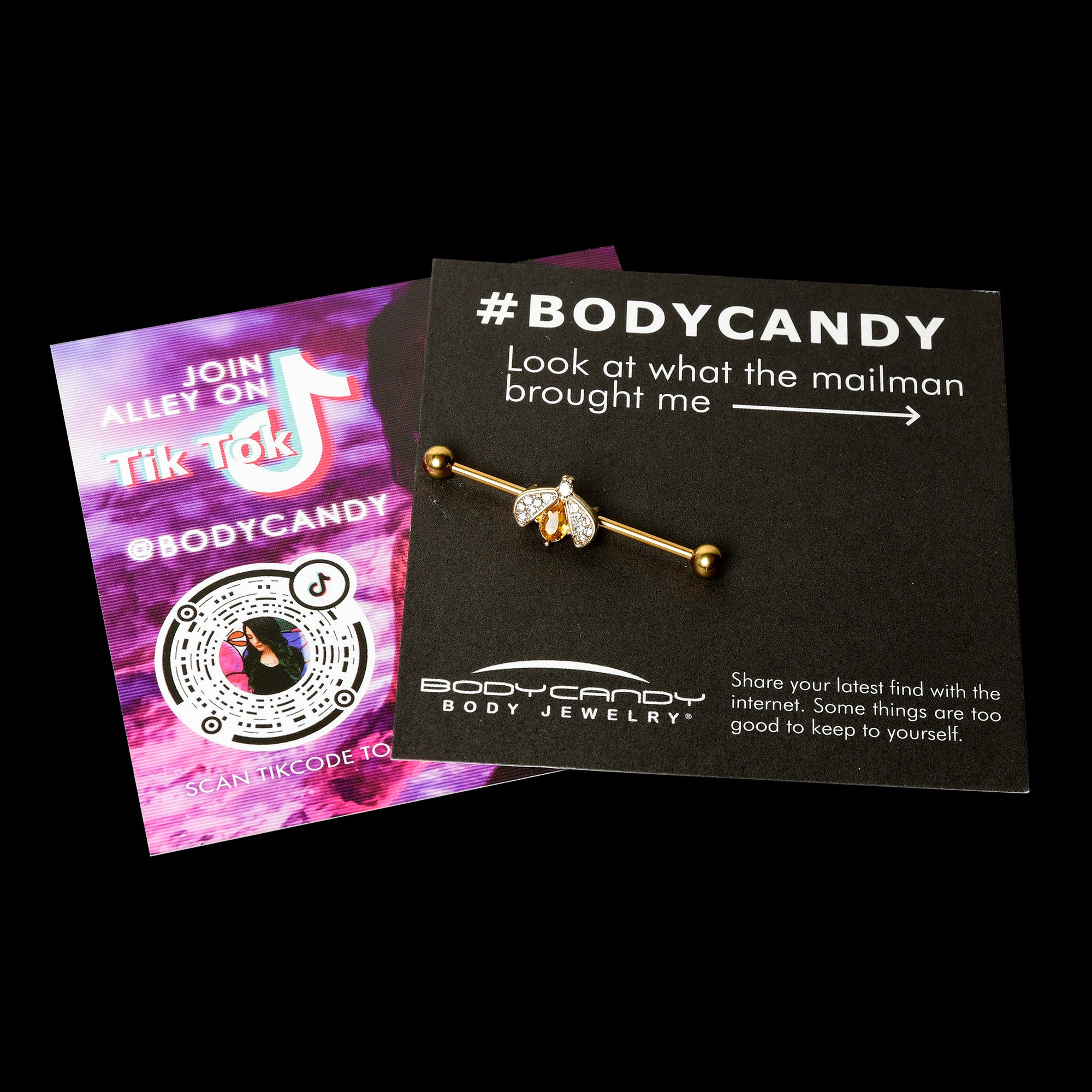 14G Clear Yellow Gem Gold Tone Style Bug Industrial Barbell 38mm