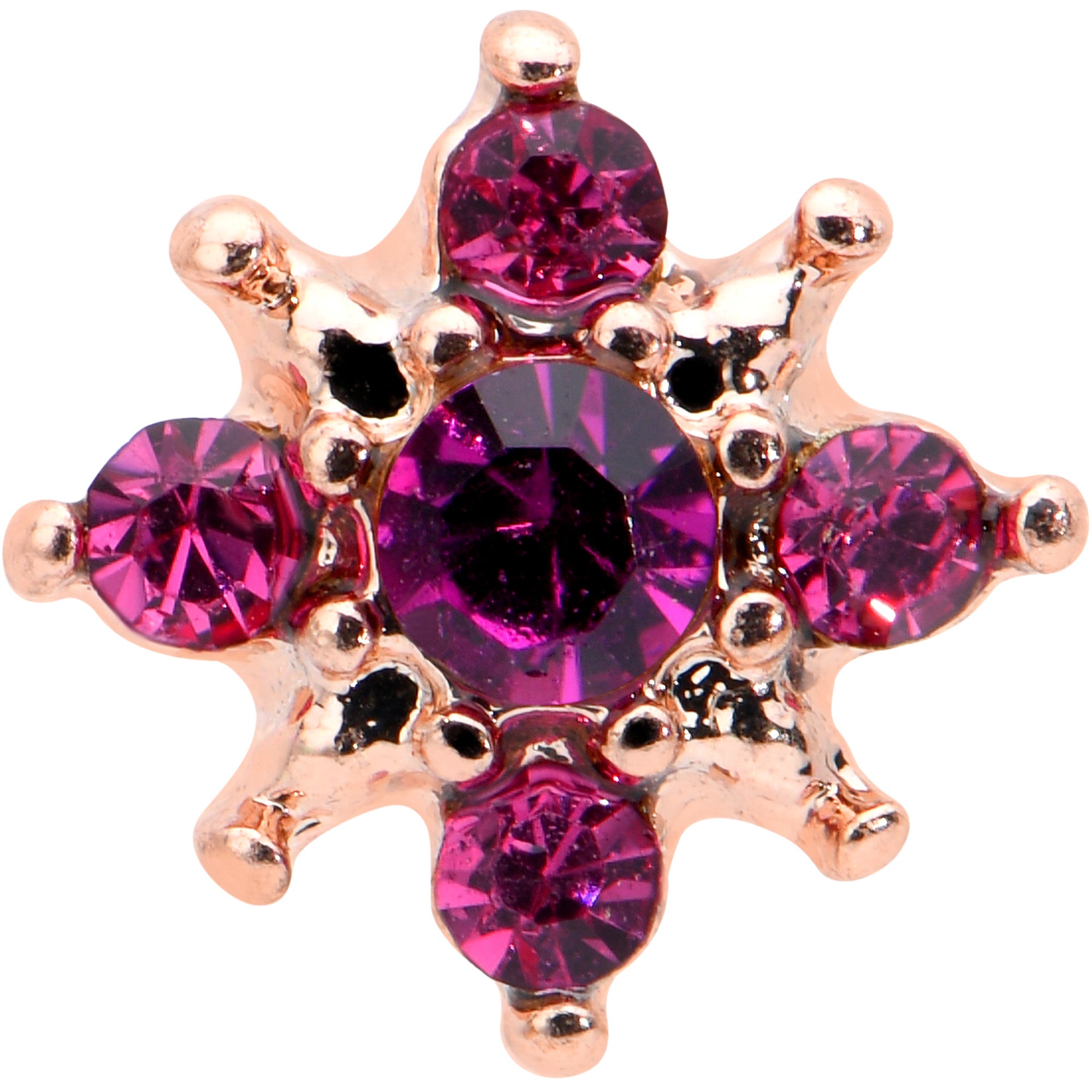 16G 1/4 Pink Gem Rose Gold Tone Rococo Star Cartilage Tragus