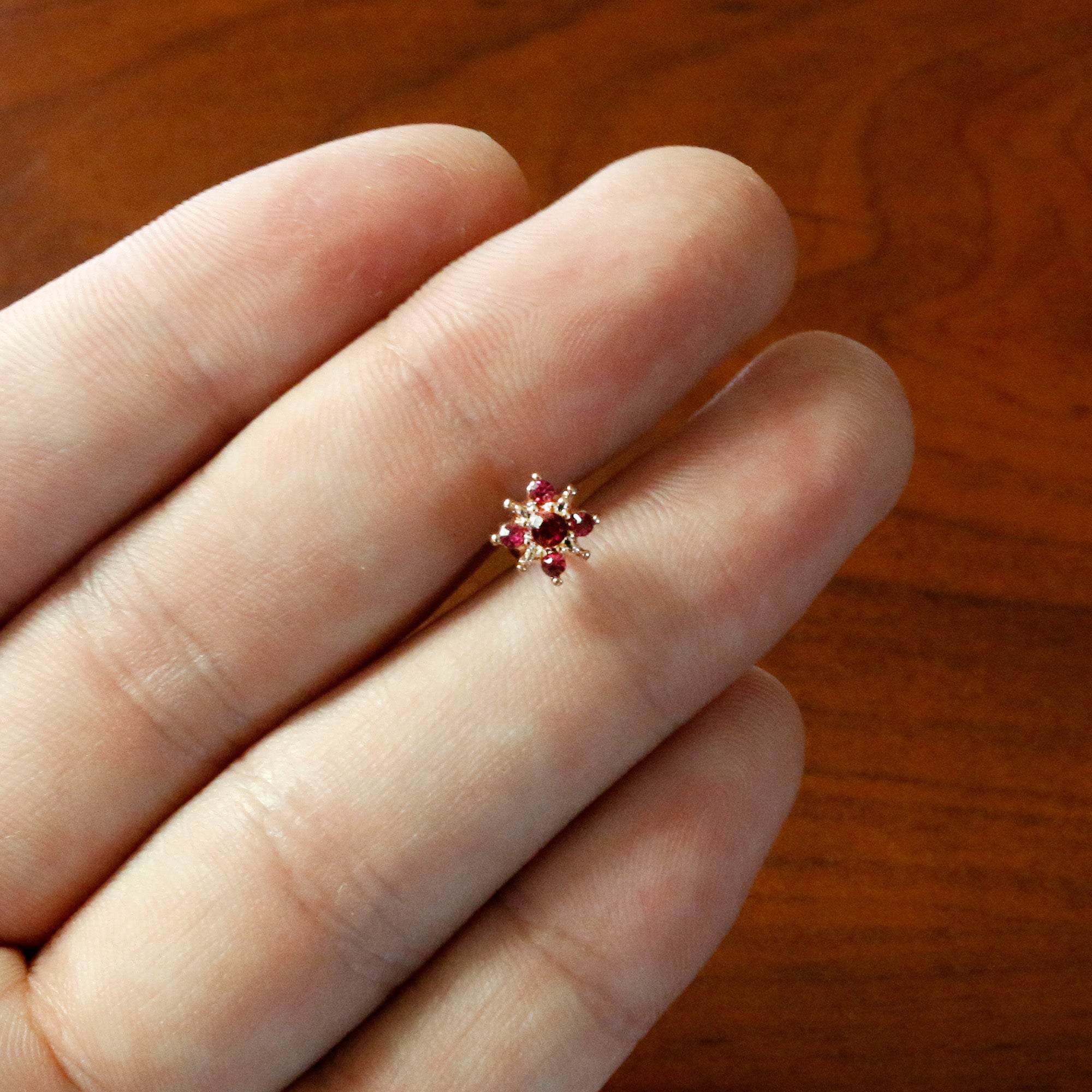 16G 1/4 Pink Gem Rose Gold Tone Rococo Star Cartilage Tragus