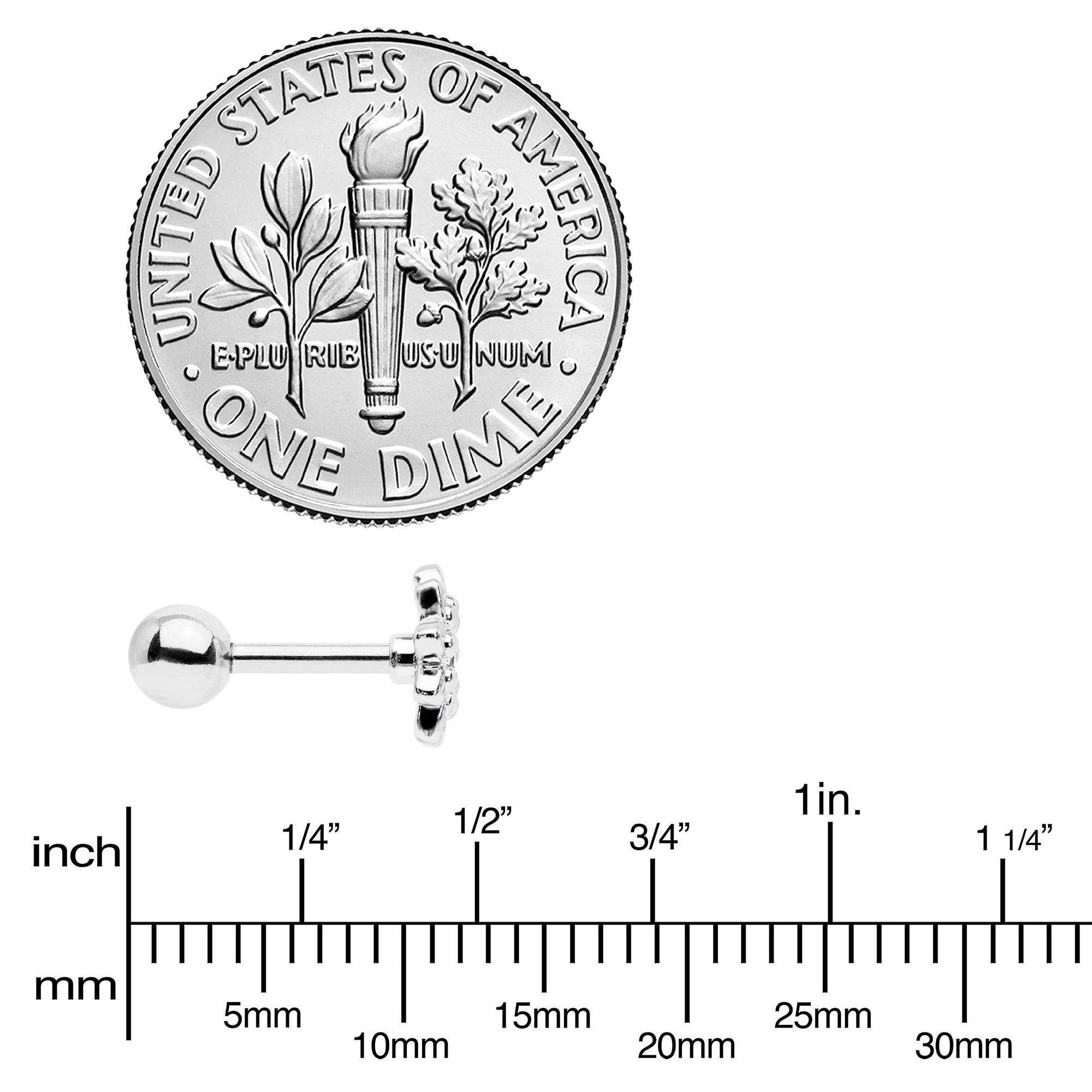 16G 1/4 Clear Gem Starry Flower Cartilage Tragus Earring