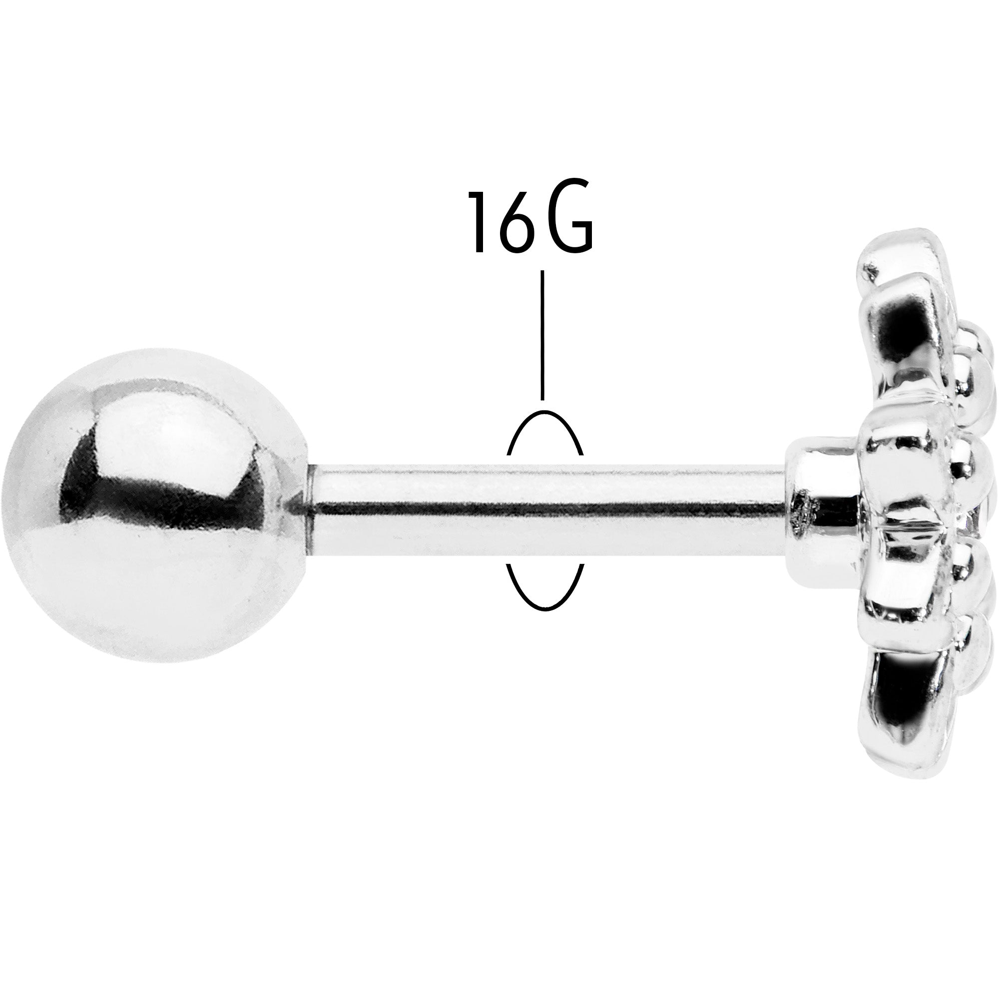 16G 1/4 Clear Gem Starry Flower Cartilage Tragus Earring