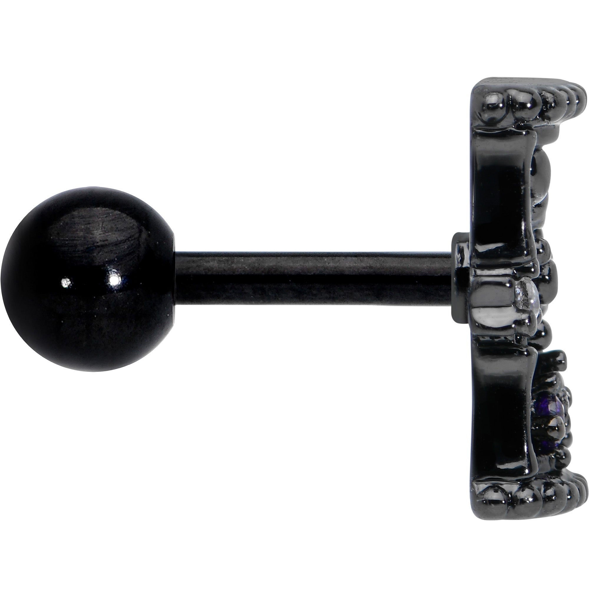 16G 1/4 Purple Gem Black Gothic Hourglass Cartilage Tragus Earring