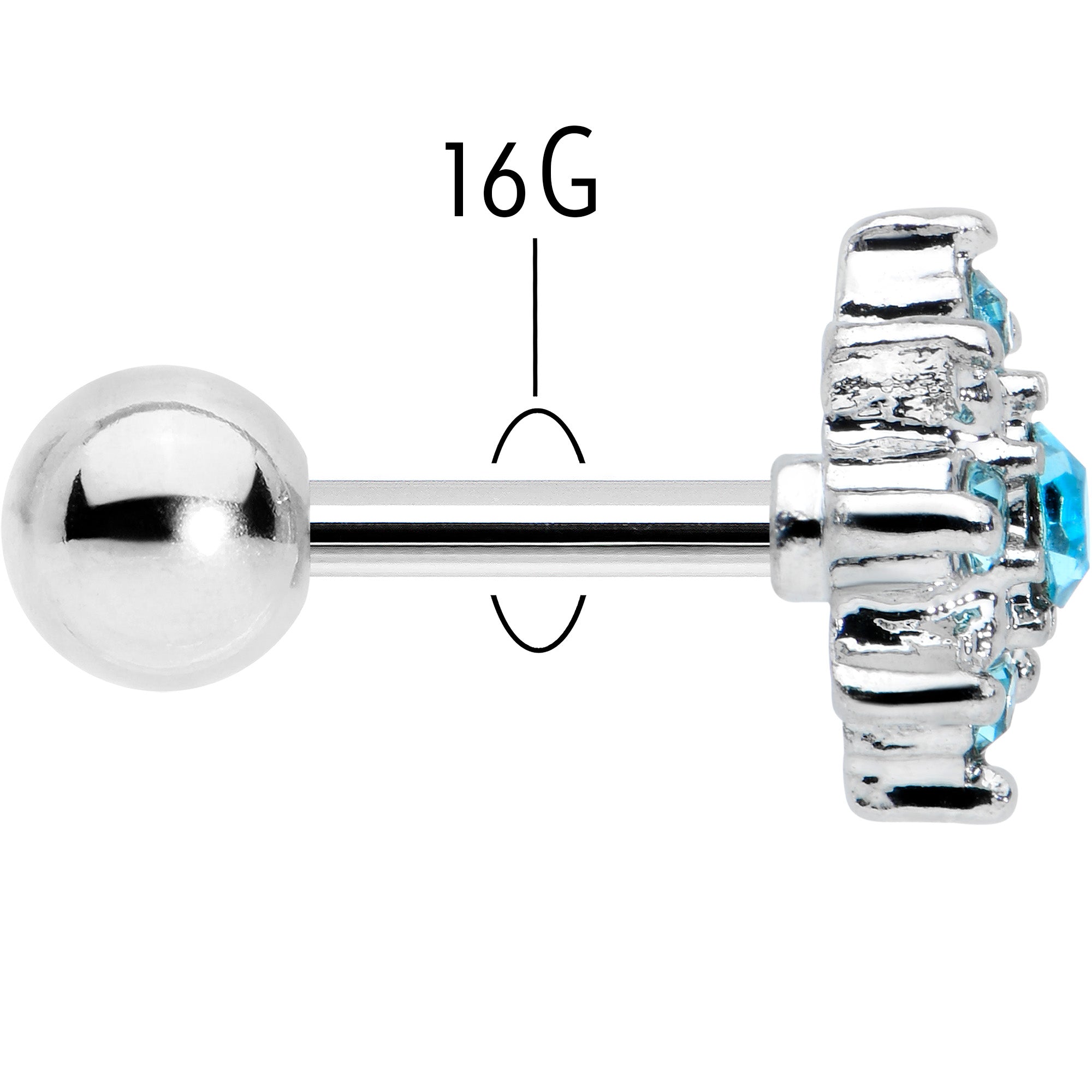 16G 1/4 Blue Gem Stylish Snowflake Cartilage Tragus Earring