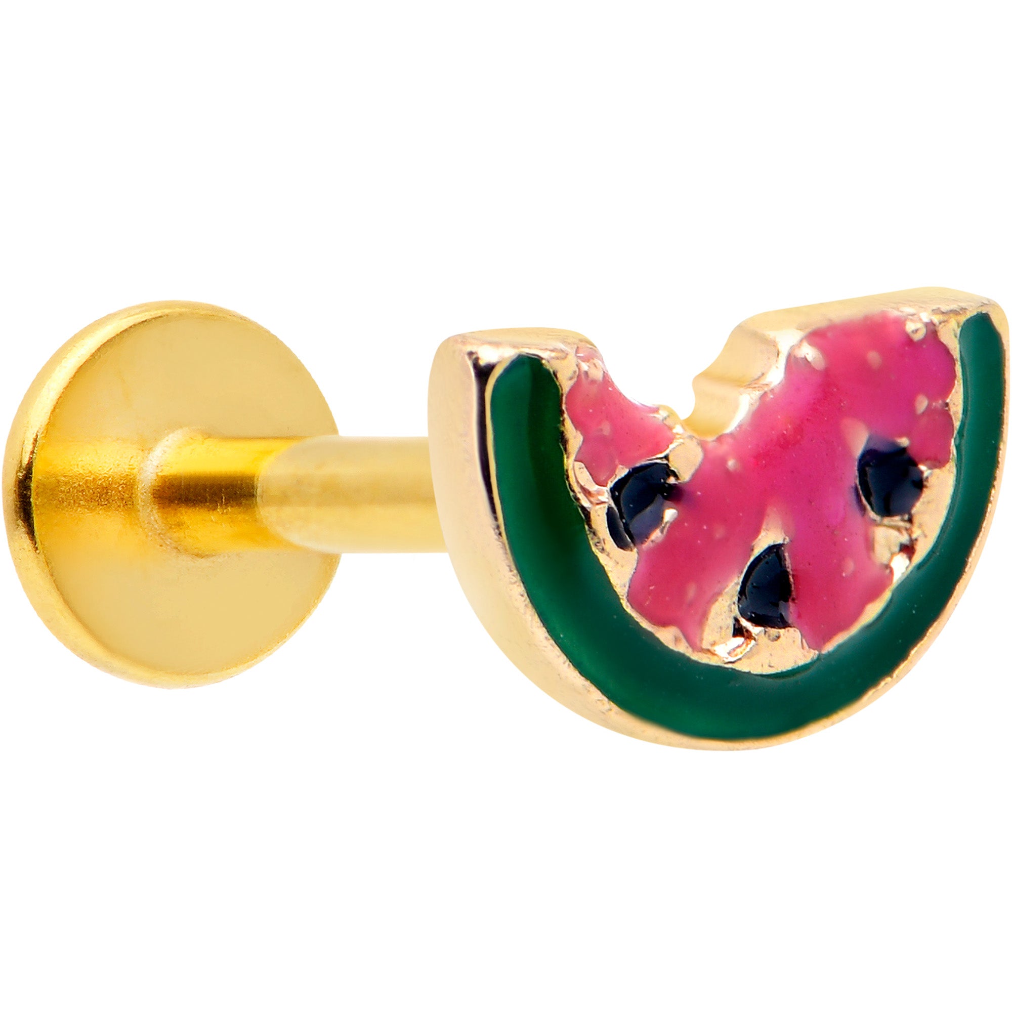 16G 1/4 Gold Tone Watermelon Bite Labret