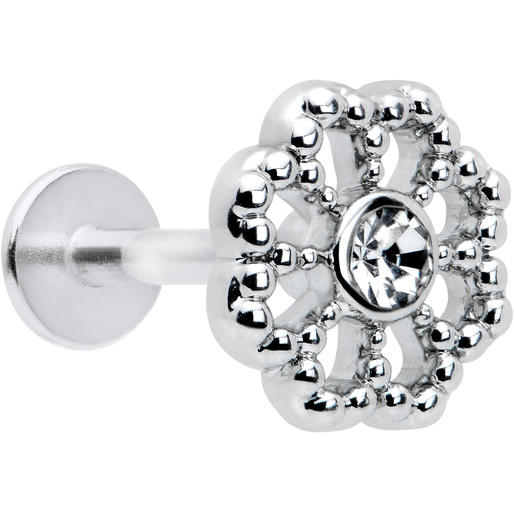 16G 5/16 Clear Gem Baroque Fabulous Flower Labret Monroe Tragus