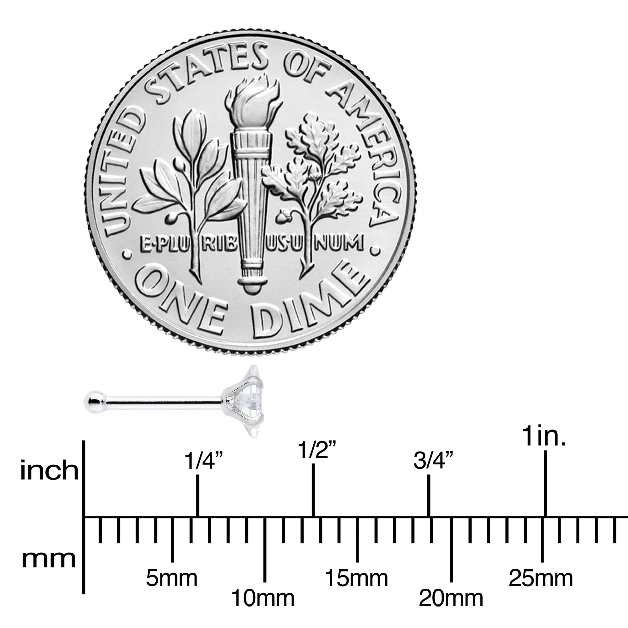 20G 1/4 Clear CZ Gem Square 3mm Simple Glam Nose Bone