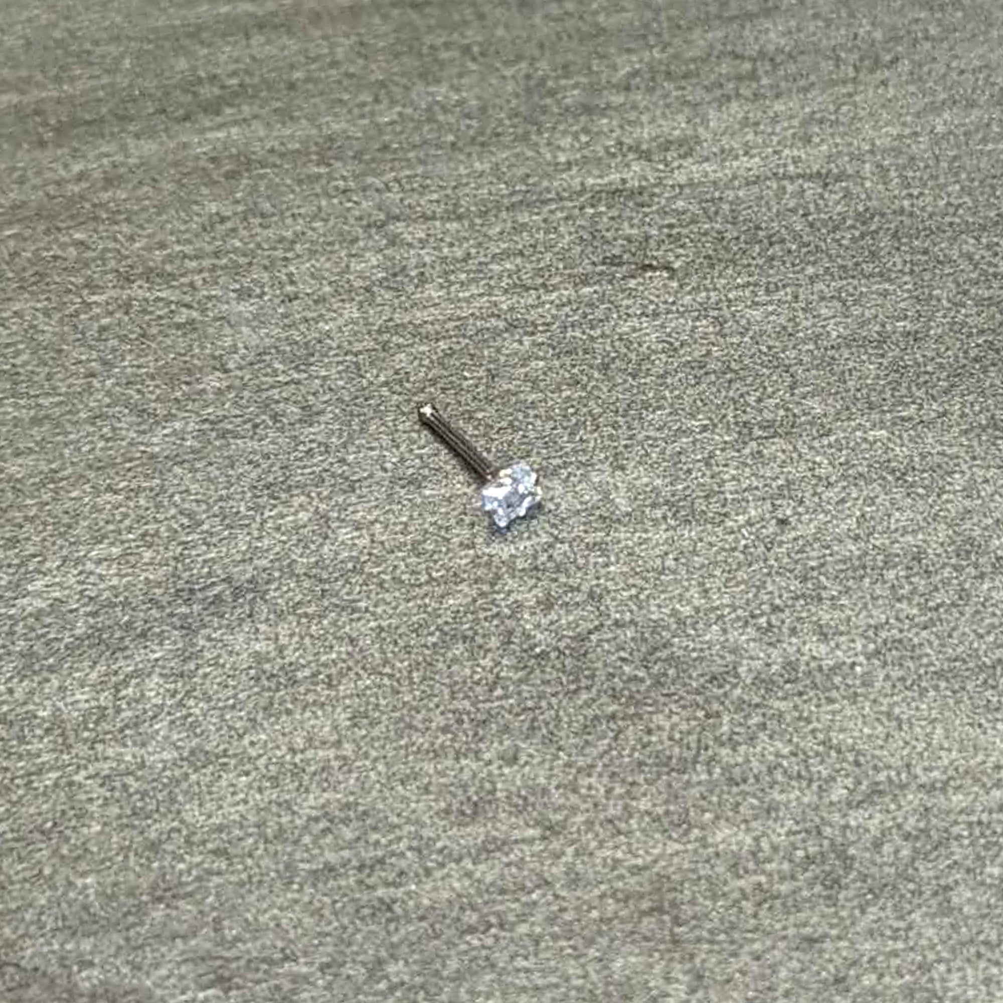 20G 1/4 Clear CZ Gem Square 3mm Simple Glam Nose Bone