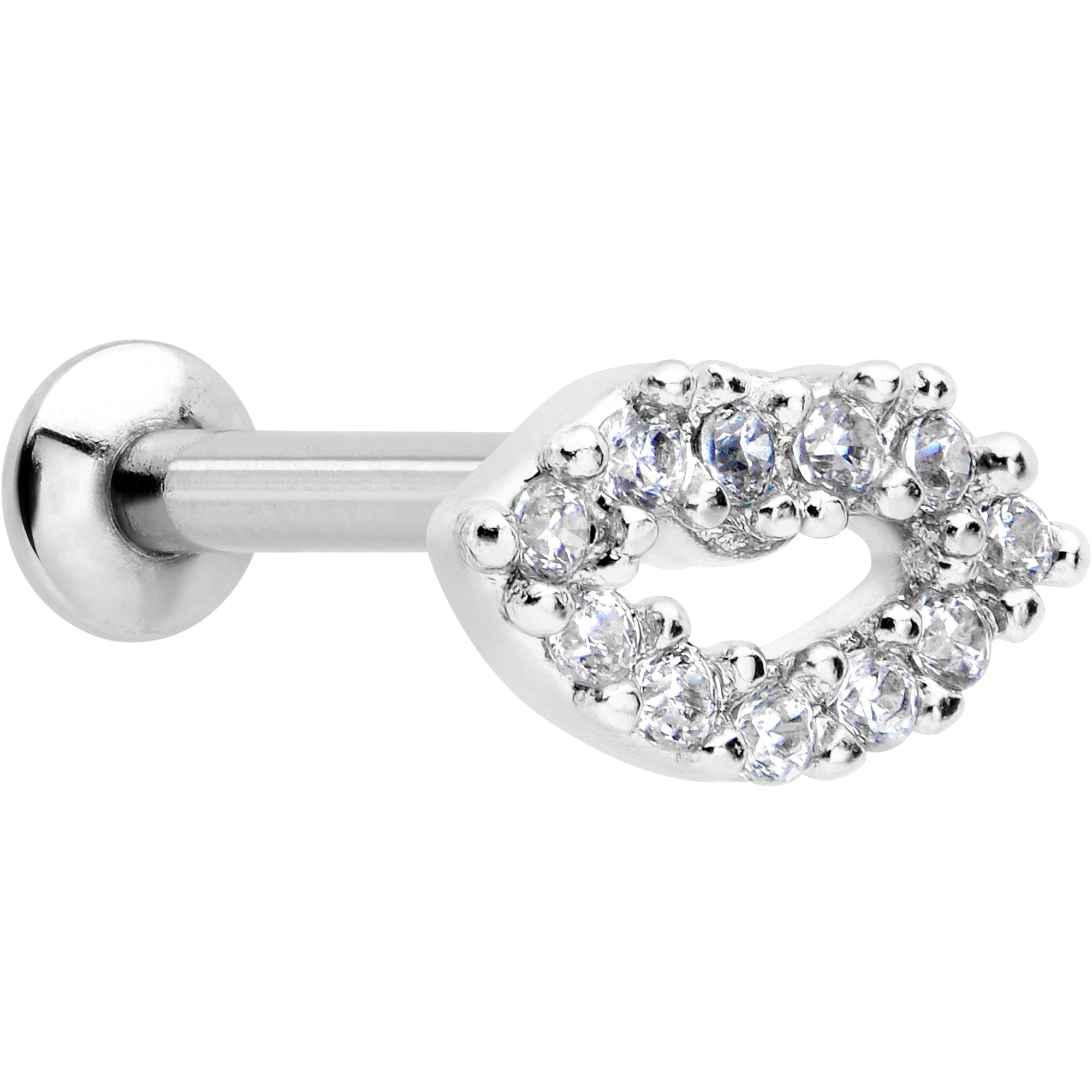 16G 5/16 Clear CZ Gem Kissy Lips Threadless Labret Monroe Tragus