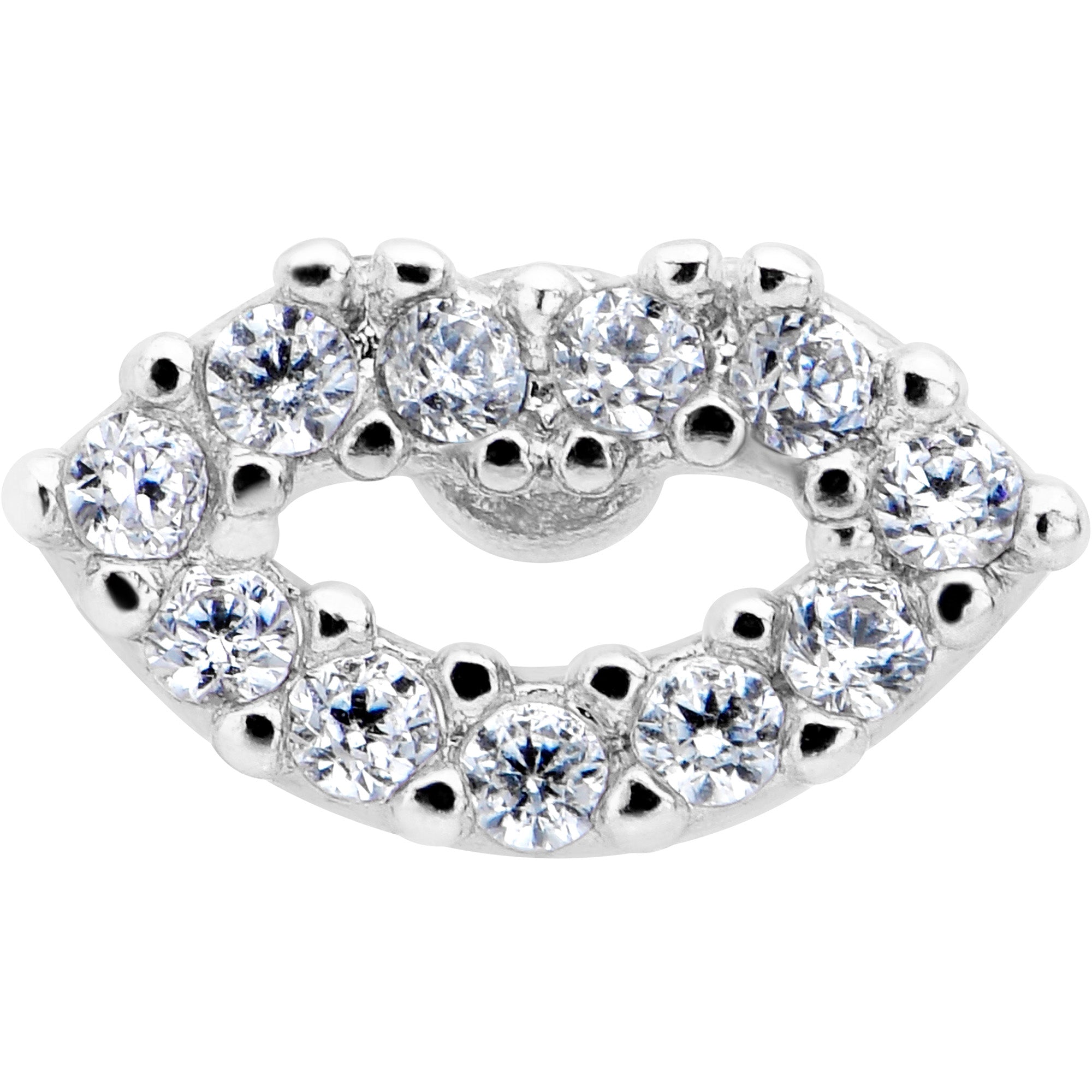 16G 5/16 Clear CZ Gem Kissy Lips Threadless Labret Monroe Tragus