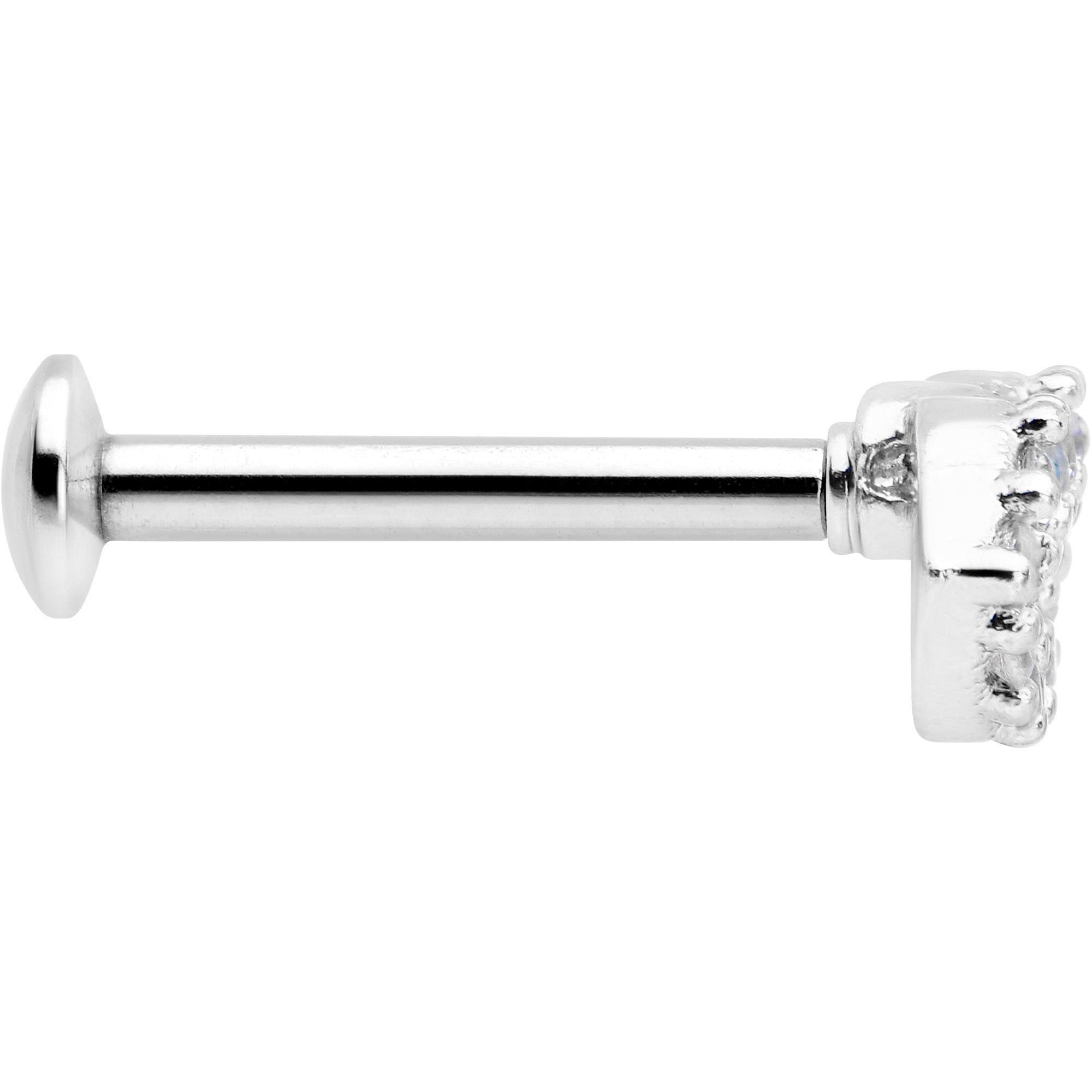 16G 5/16 Clear CZ Gem Kissy Lips Threadless Labret Monroe Tragus