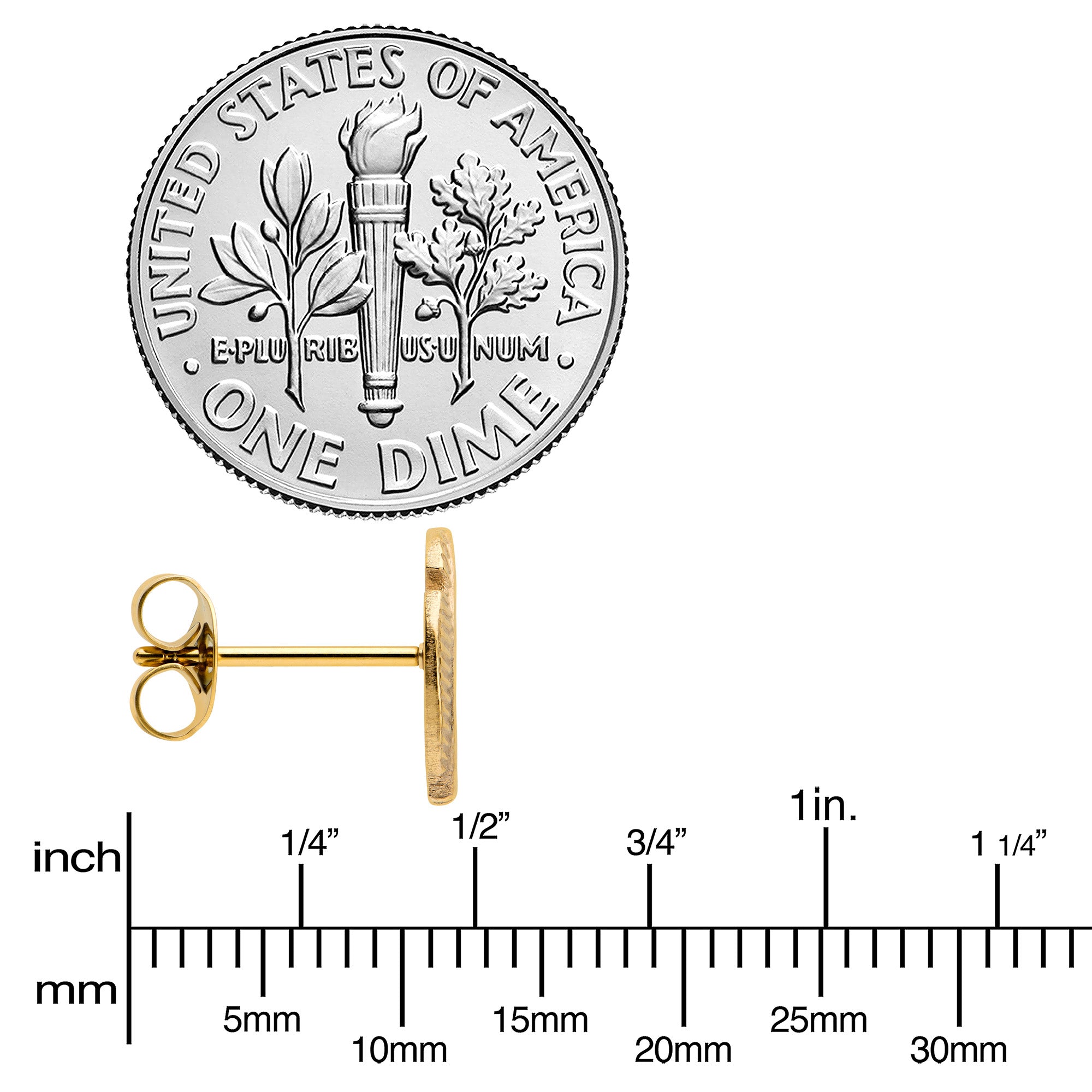 20G Gold Tone ASTM F-136 Implant Grade Titanium Fashion Feather Stud Earrings