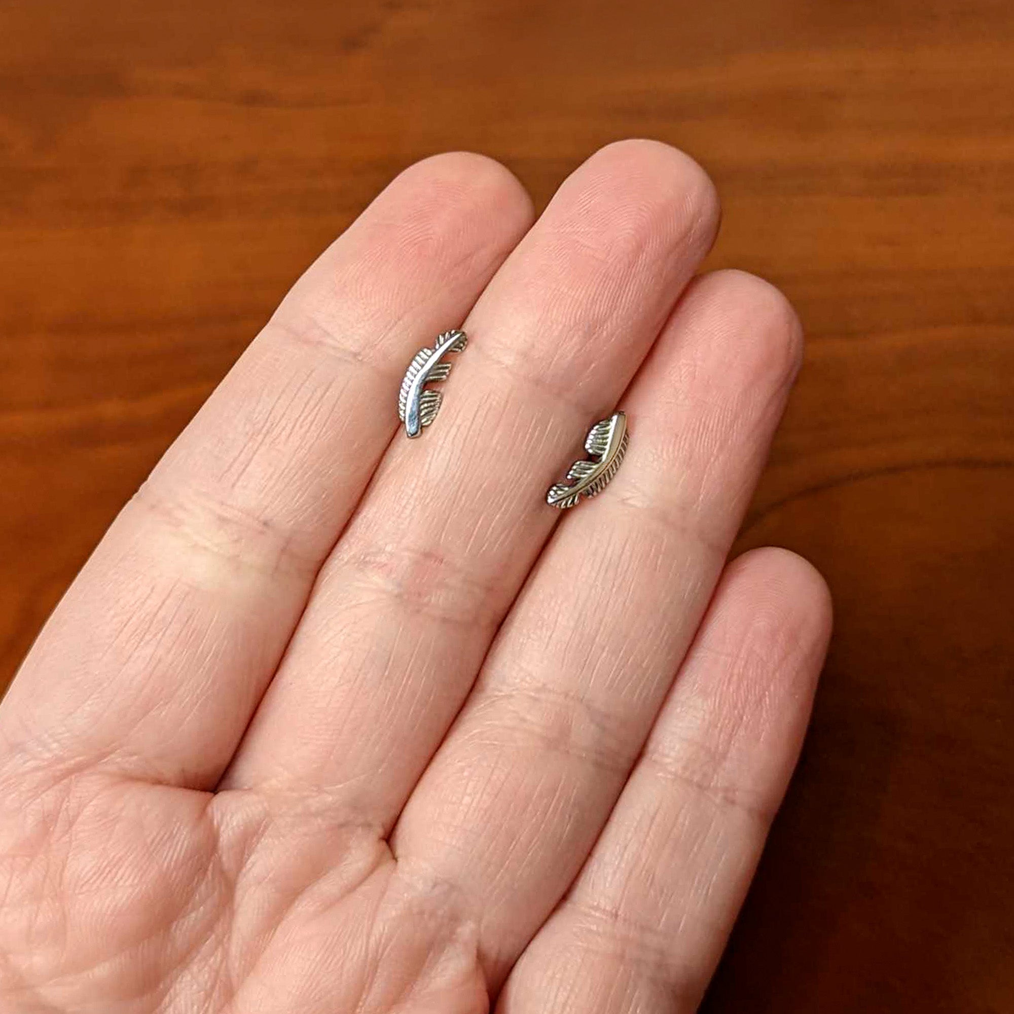 20G ASTM F-136 Implant Grade Titanium Fashion Feathers Stud Earrings