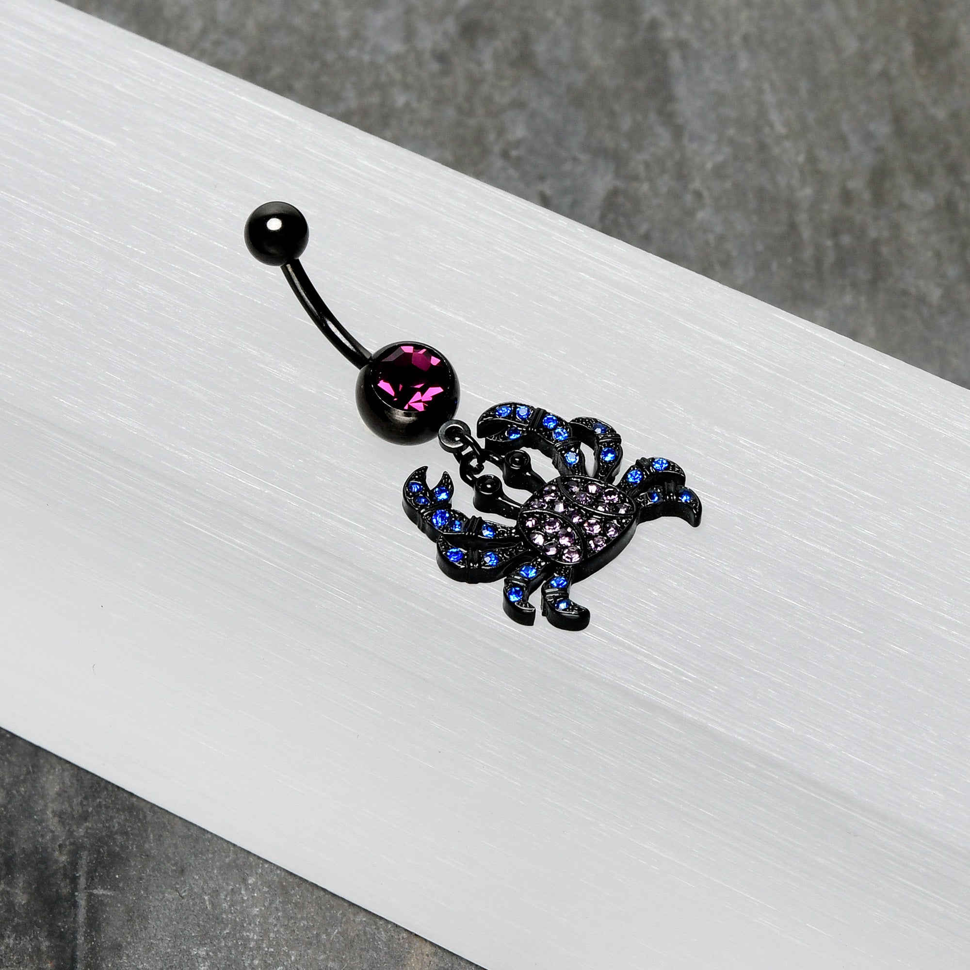 Blue Purple Gem Black Chic Crab Dangle Belly Ring