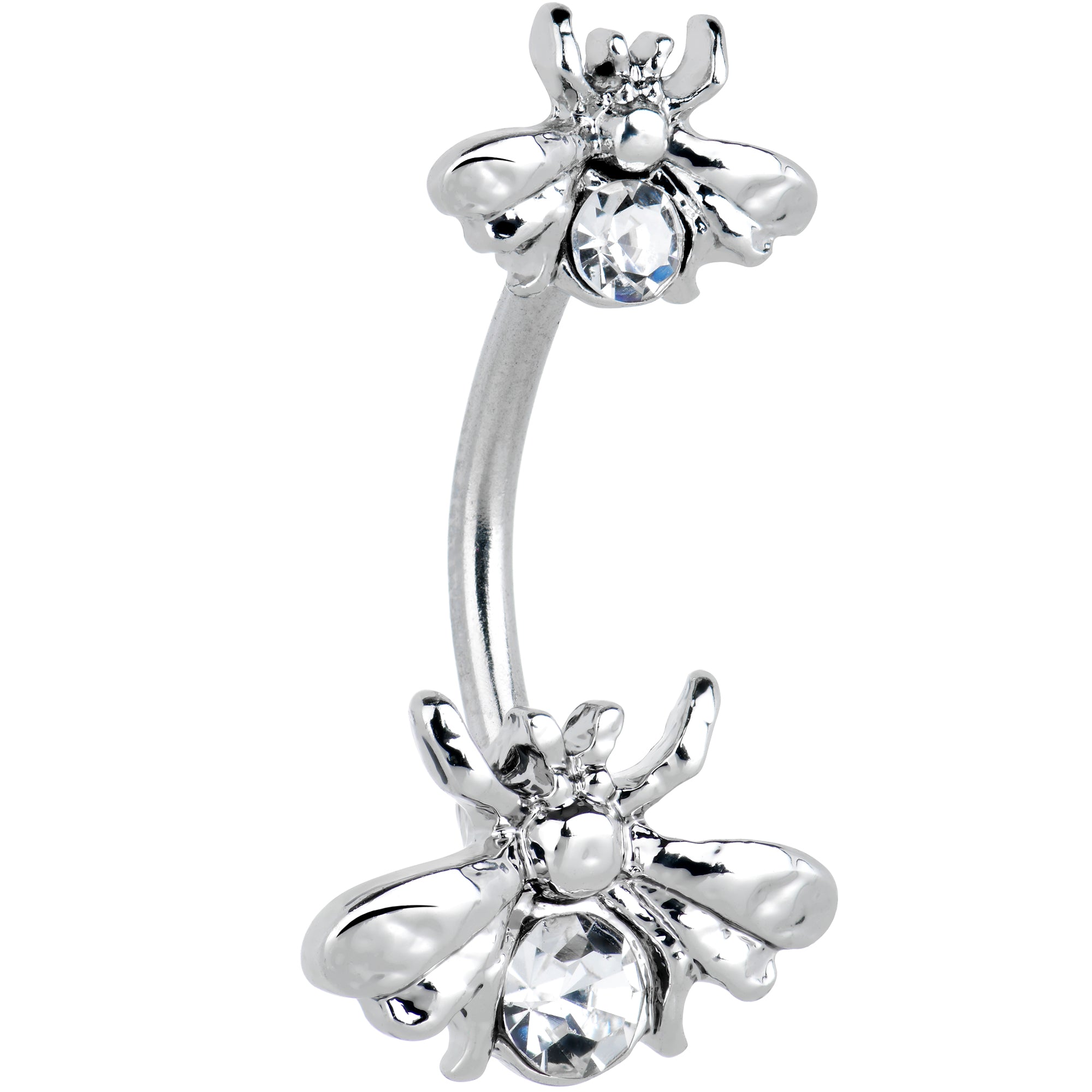 Clear Gem Bees Beautiful Insect Double Mount Belly Ring