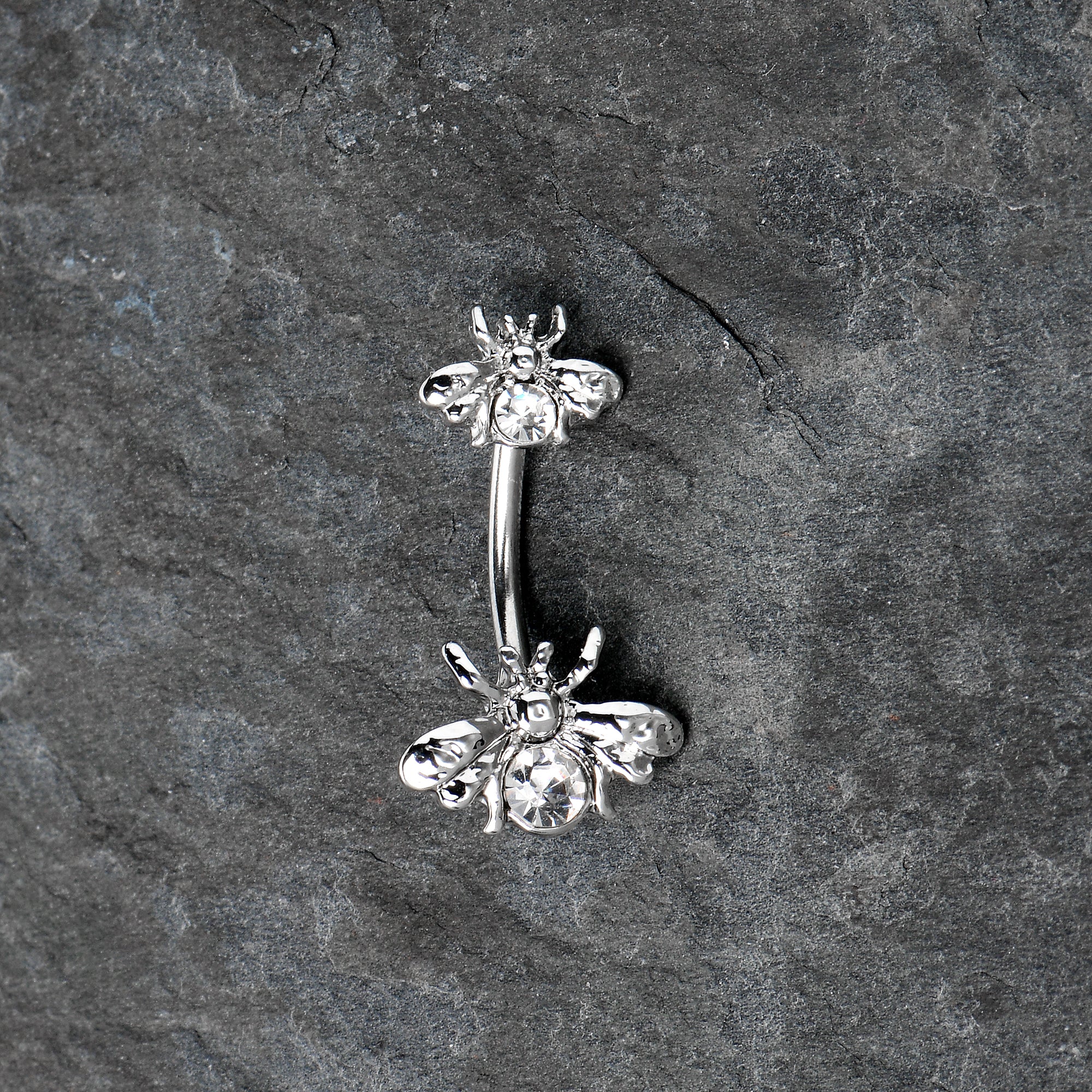 Clear Gem Bees Beautiful Insect Double Mount Belly Ring