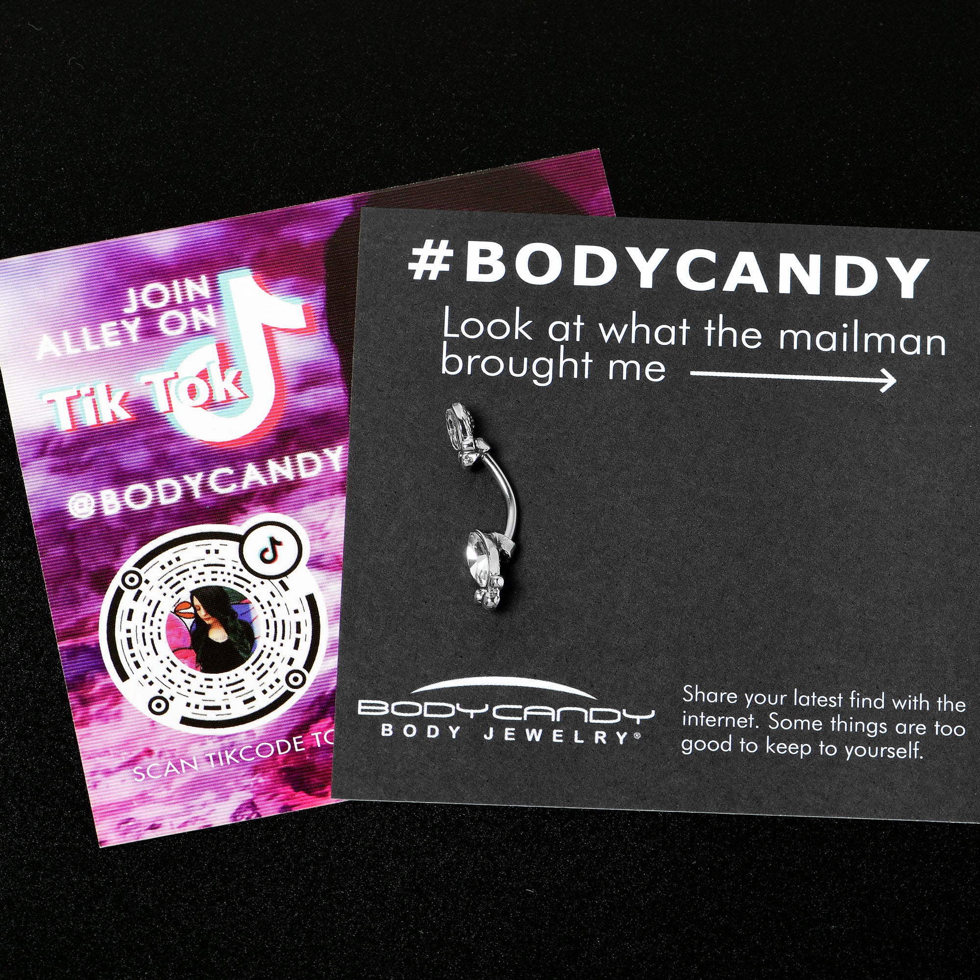 Clear Gem Art Deco Ovals Double Mount Belly Ring