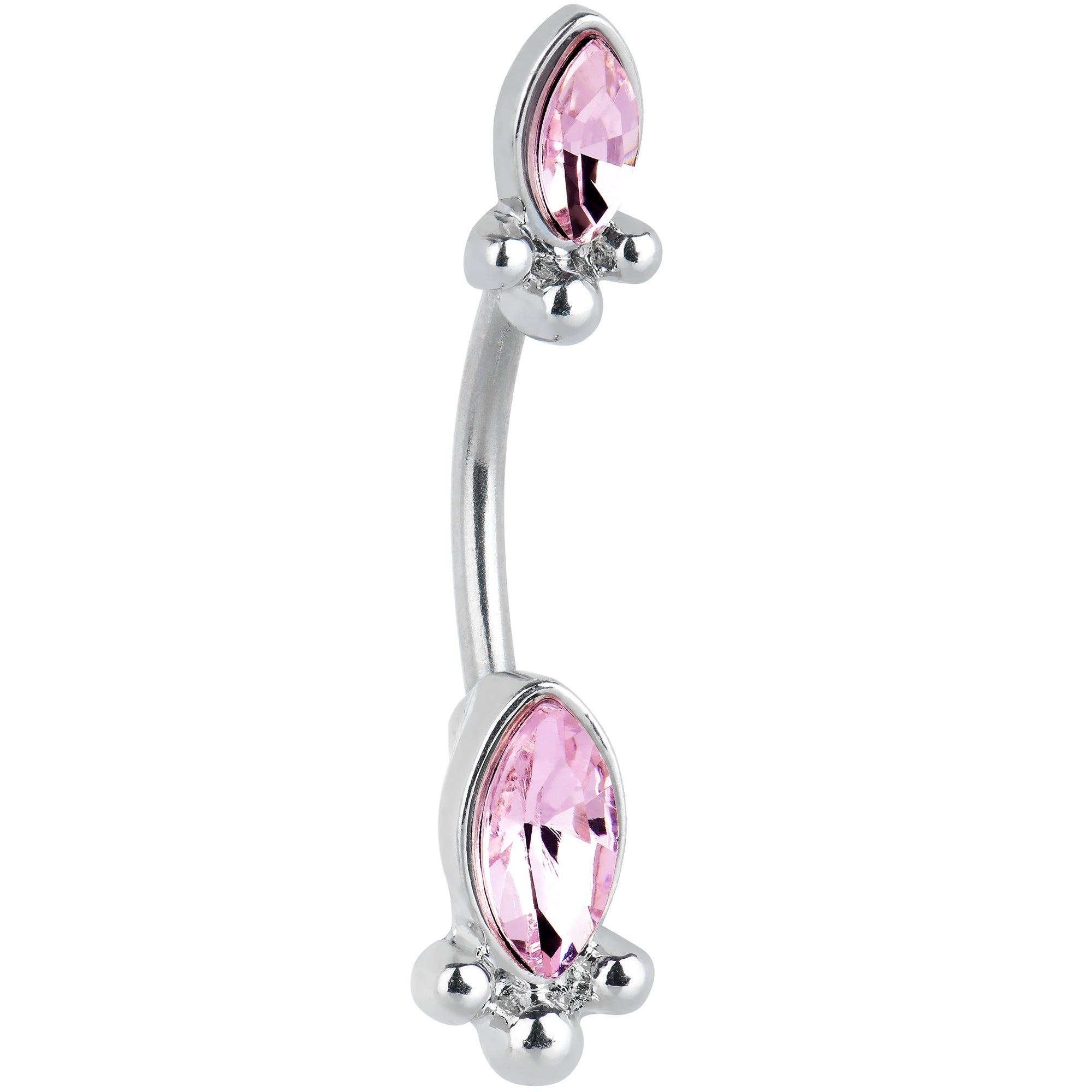 Pink Gem Art Deco Ovals Double Mount Belly Ring