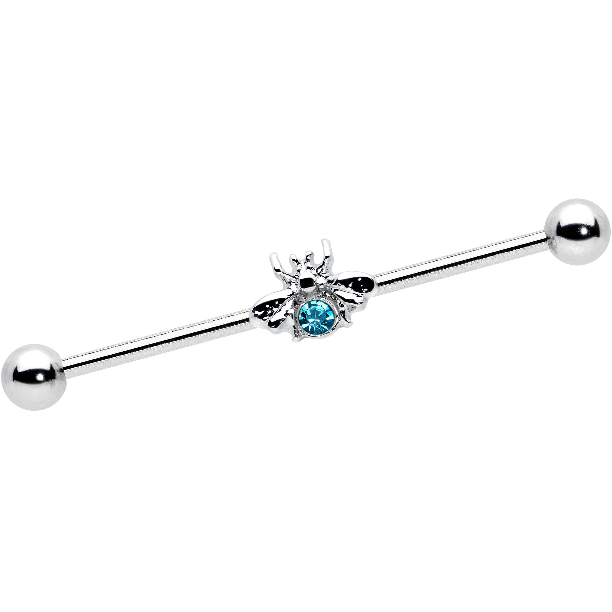14G Blue Gem Bee Beautiful Insect Industrial Barbell 38mm