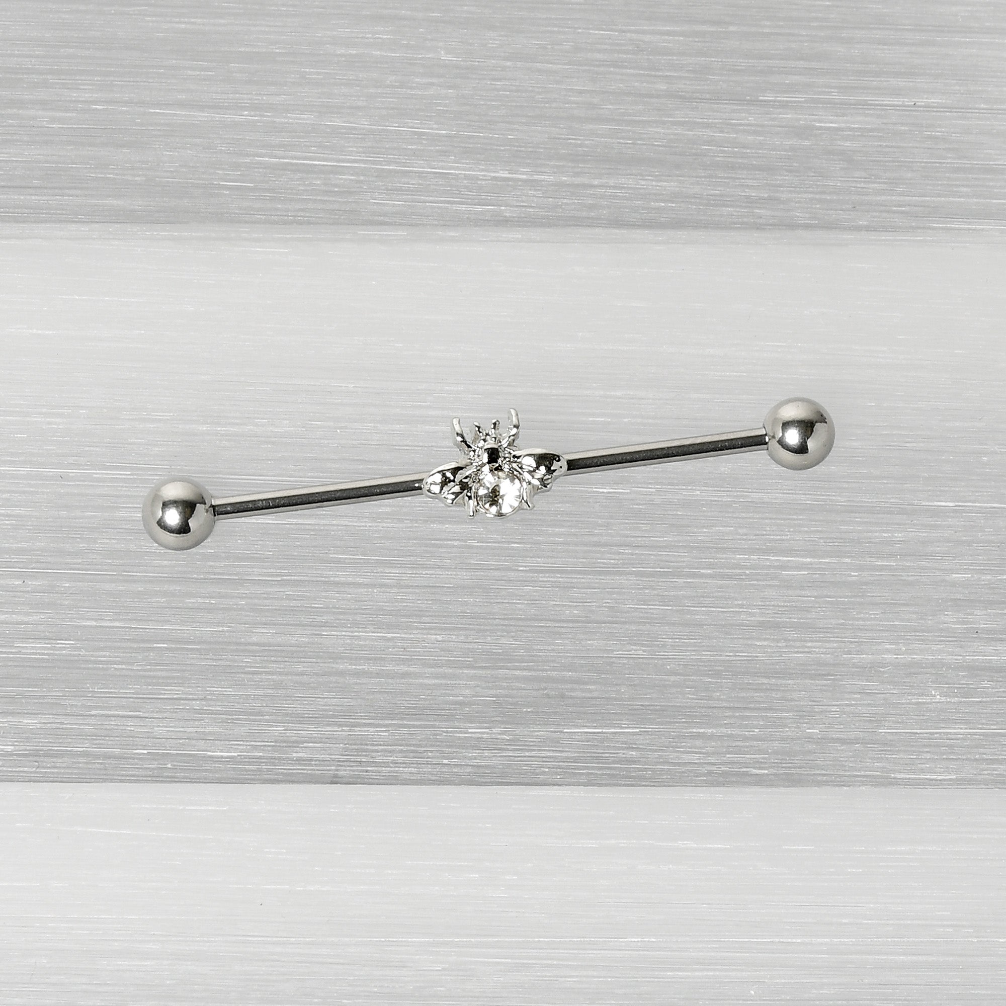 14G Clear Gem Bee Beautiful Insect Industrial Barbell 38mm