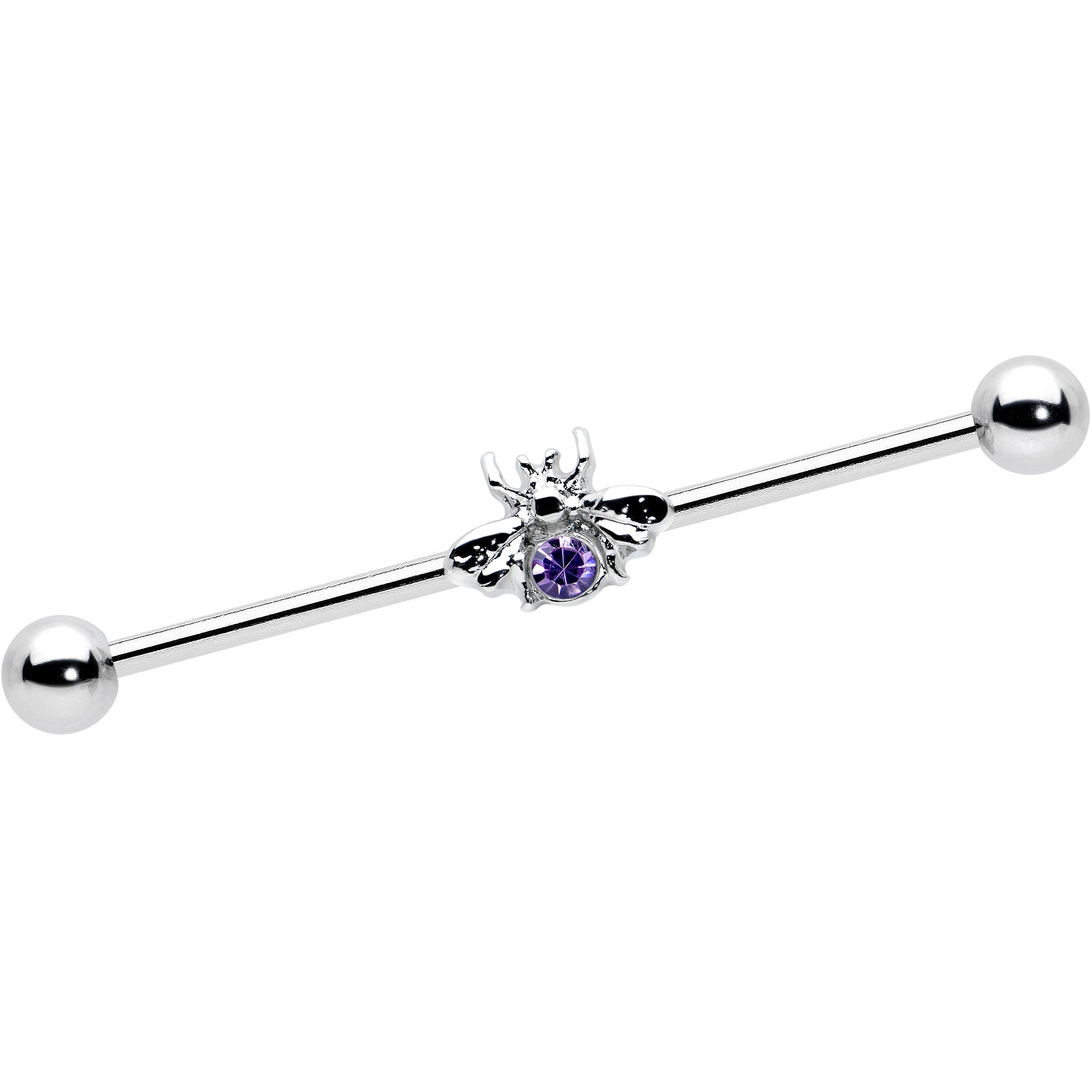 14G Purple Gem Bee Beautiful Insect Industrial Barbell 38mm
