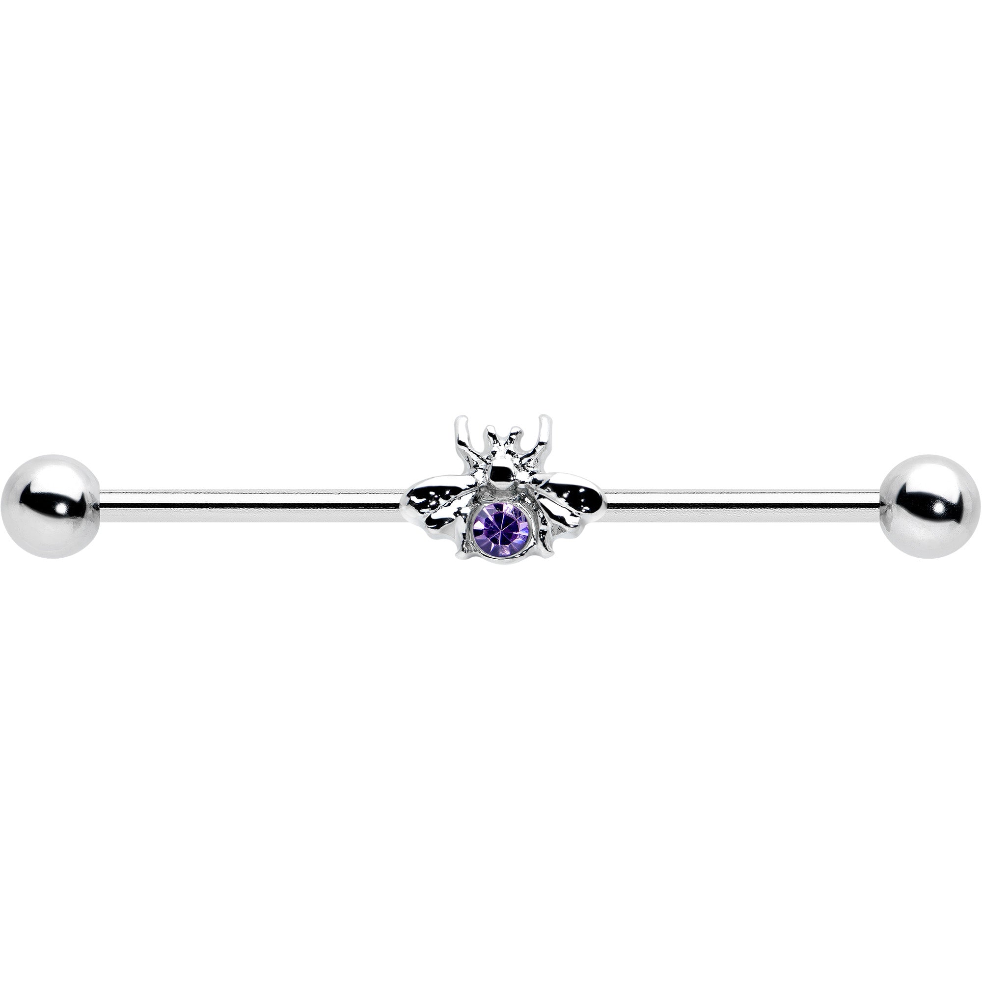 14G Purple Gem Bee Beautiful Insect Industrial Barbell 38mm
