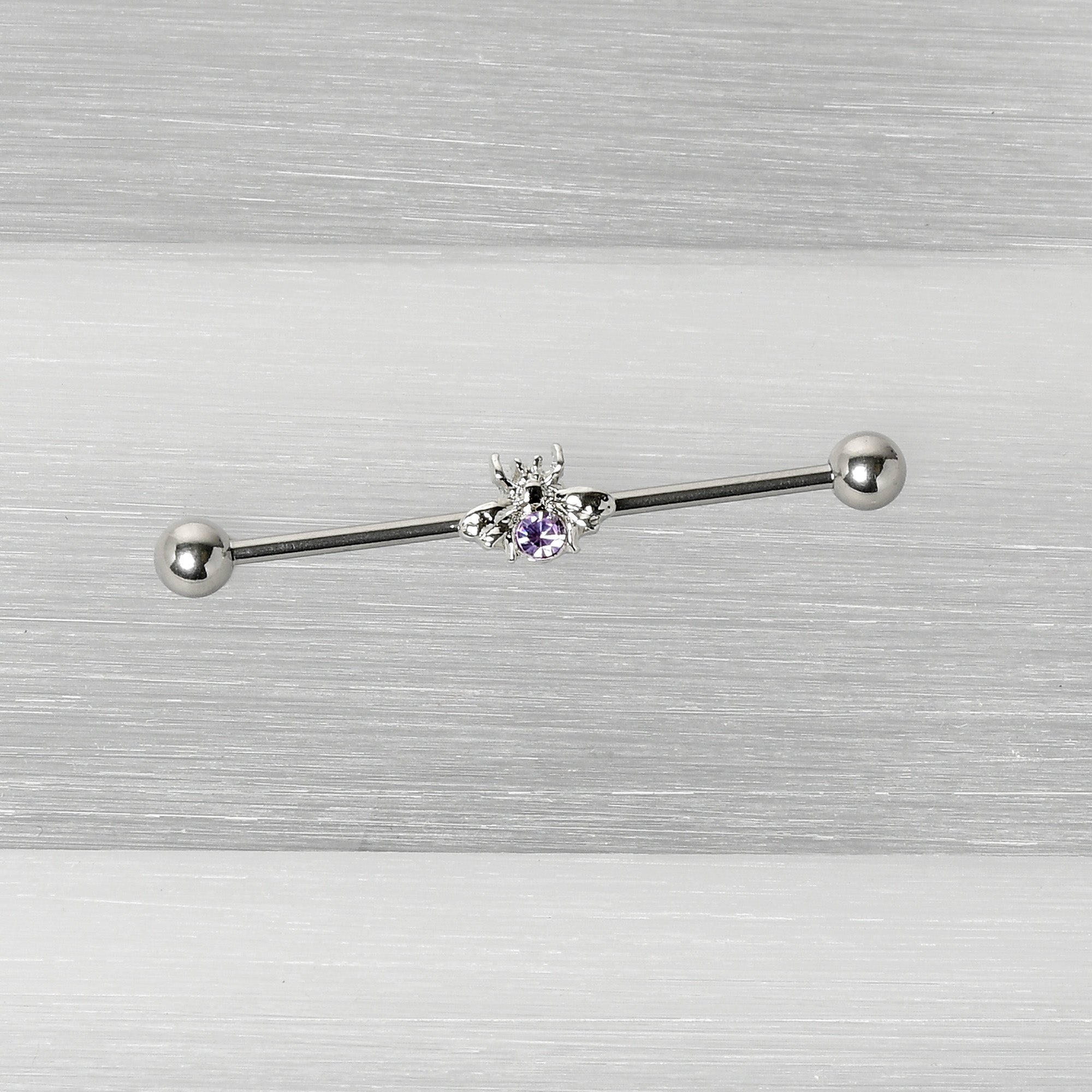 14G Purple Gem Bee Beautiful Insect Industrial Barbell 38mm