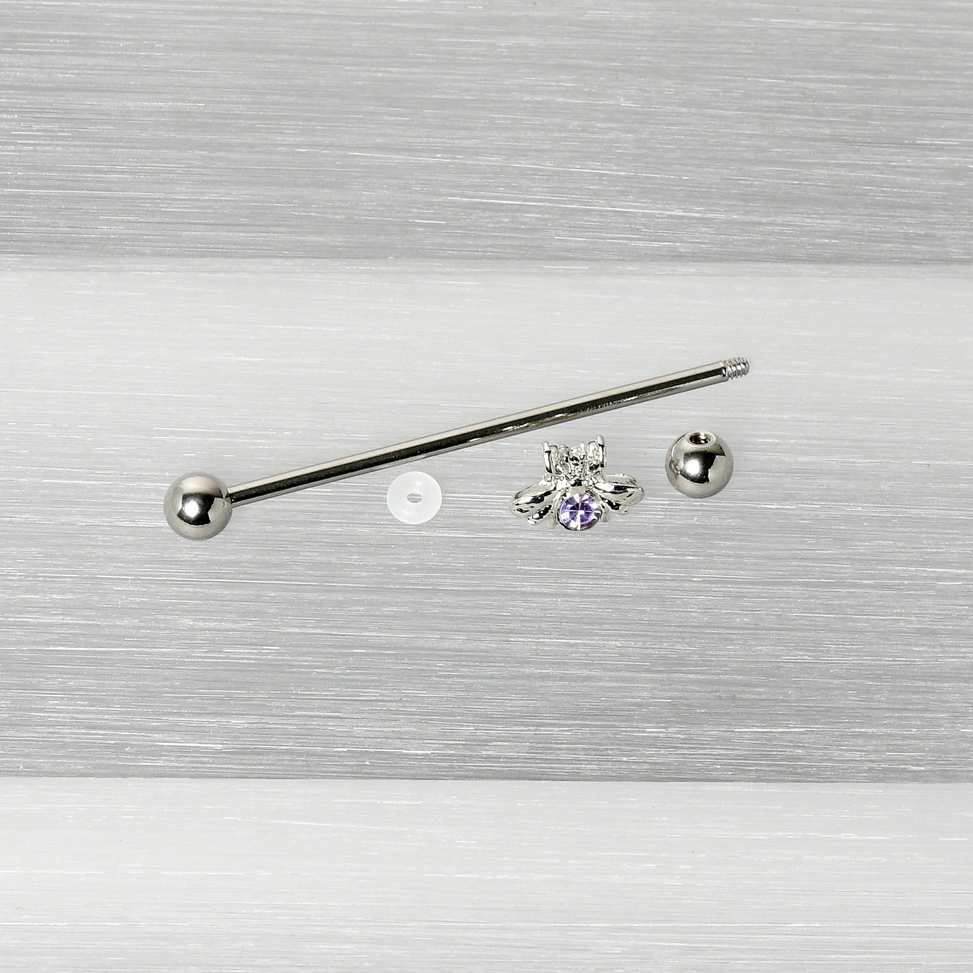 14G Purple Gem Bee Beautiful Insect Industrial Barbell 38mm
