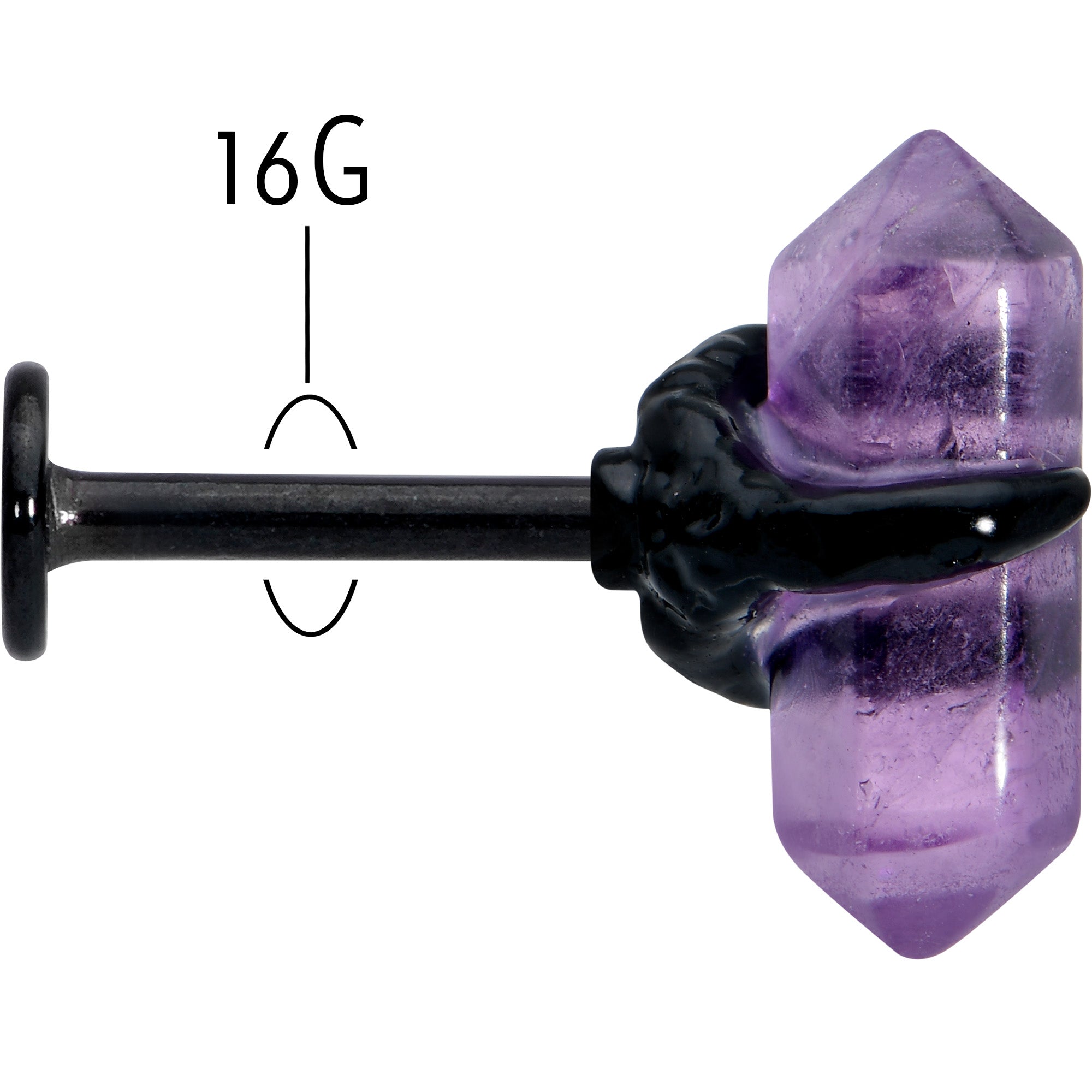 16G 5/16 Purple Amethyst Black Claw Obelisk Labret Monroe Tragus