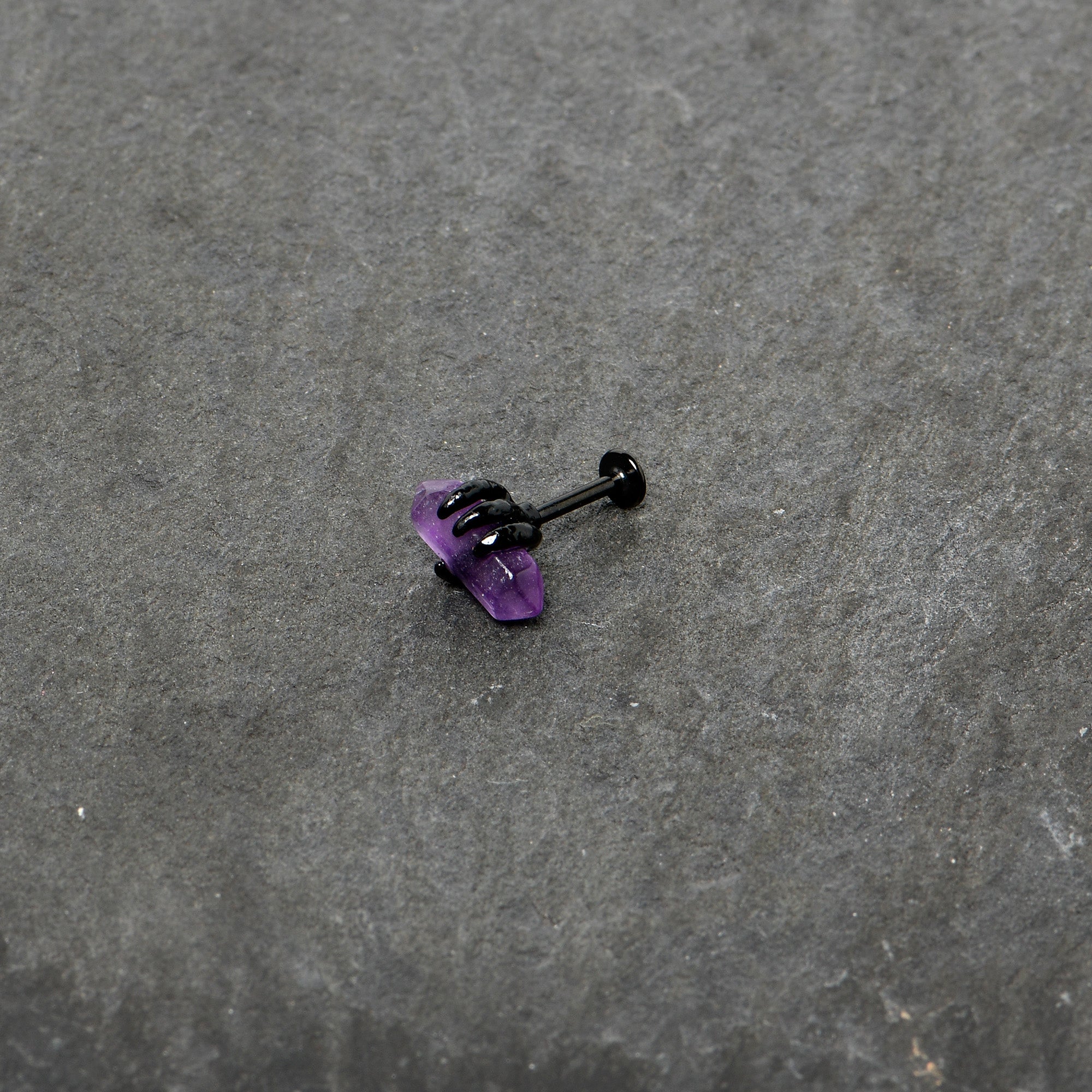16G 5/16 Purple Amethyst Black Claw Obelisk Labret Monroe Tragus