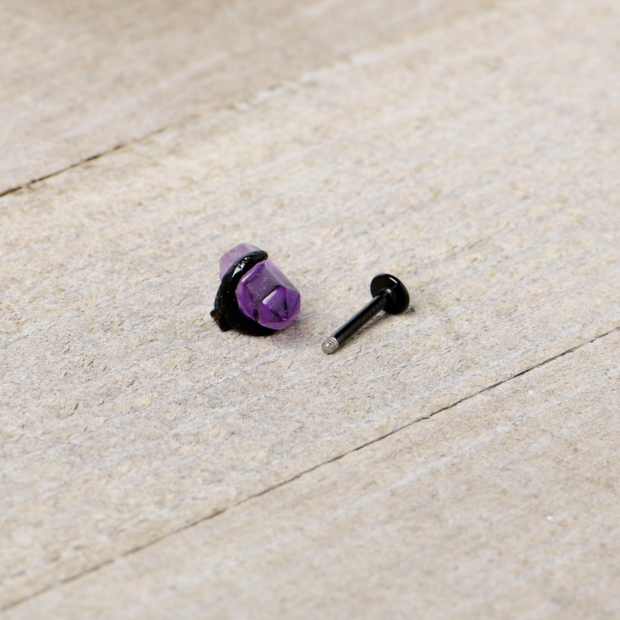 16G 5/16 Purple Amethyst Black Claw Obelisk Labret Monroe Tragus