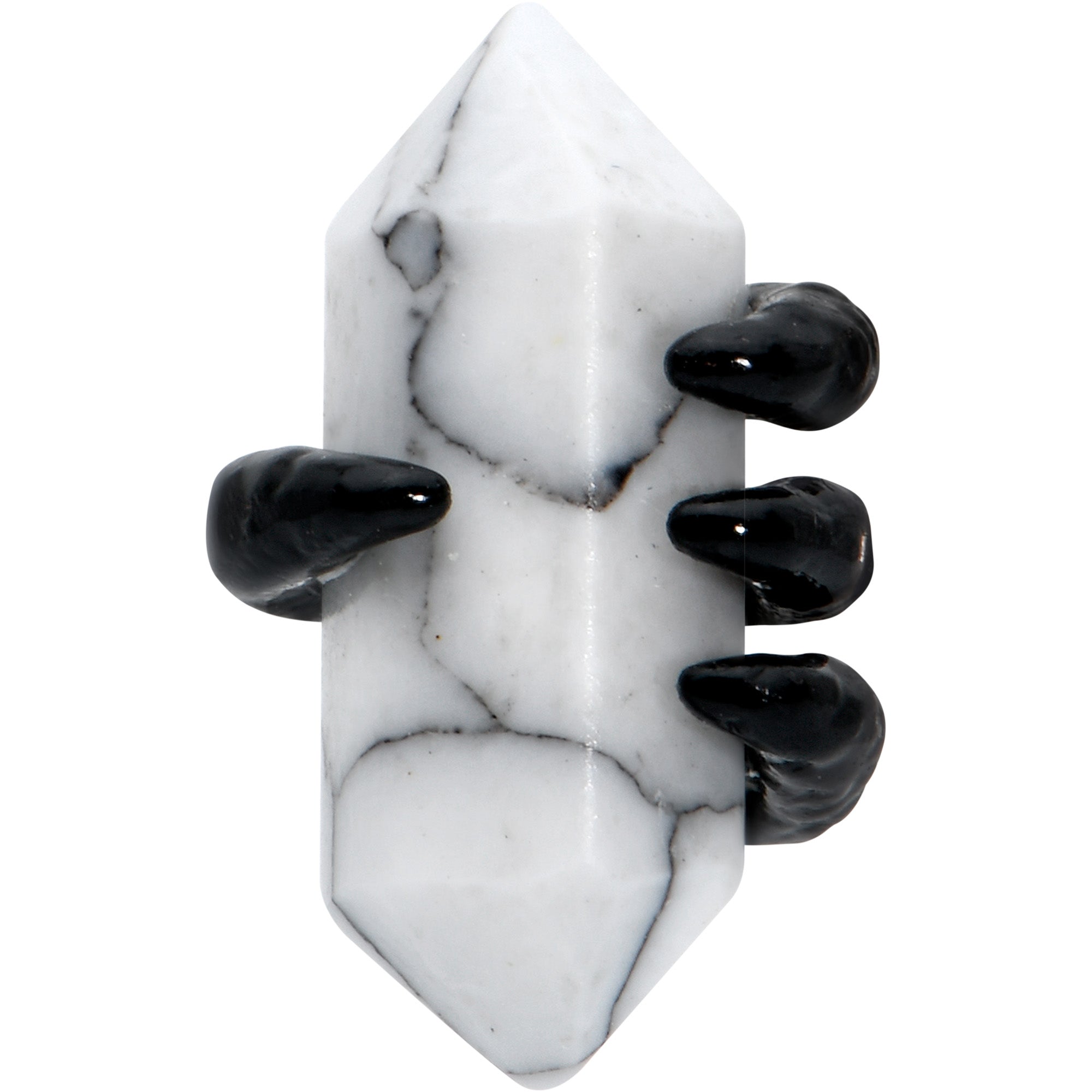 16G 5/16 White Howlite Black Claw Obelisk Labret Monroe Tragus