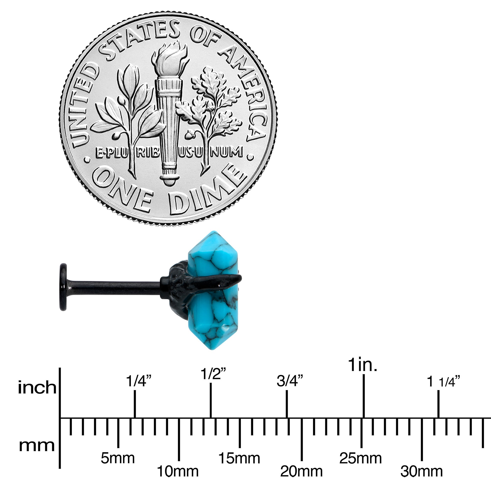 16G 5/16 Blue Turquoise Black Claw Obelisk Labret Monroe Tragus