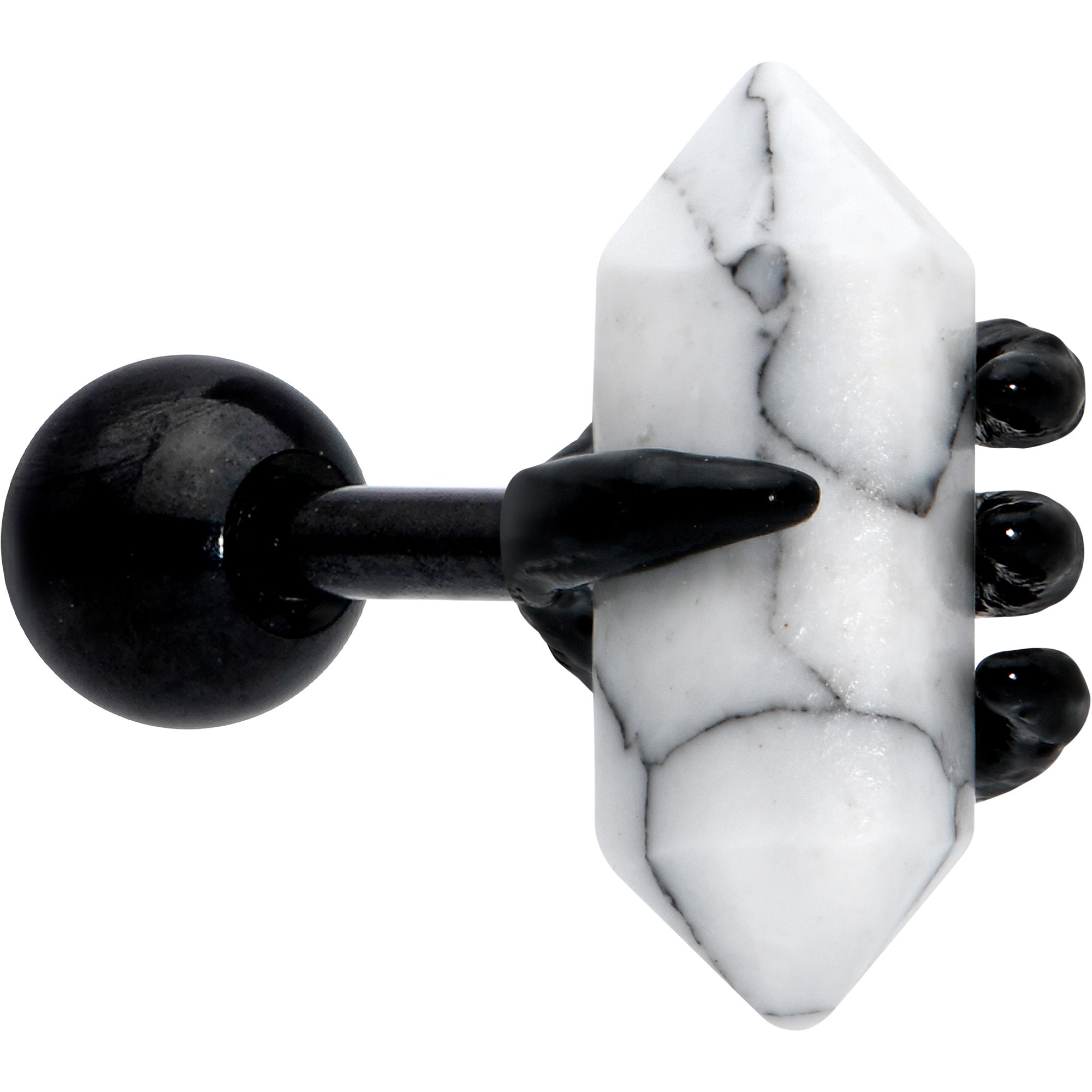 16G 1/4 White Howlite Black Claw Obelisk Cartilage Earring
