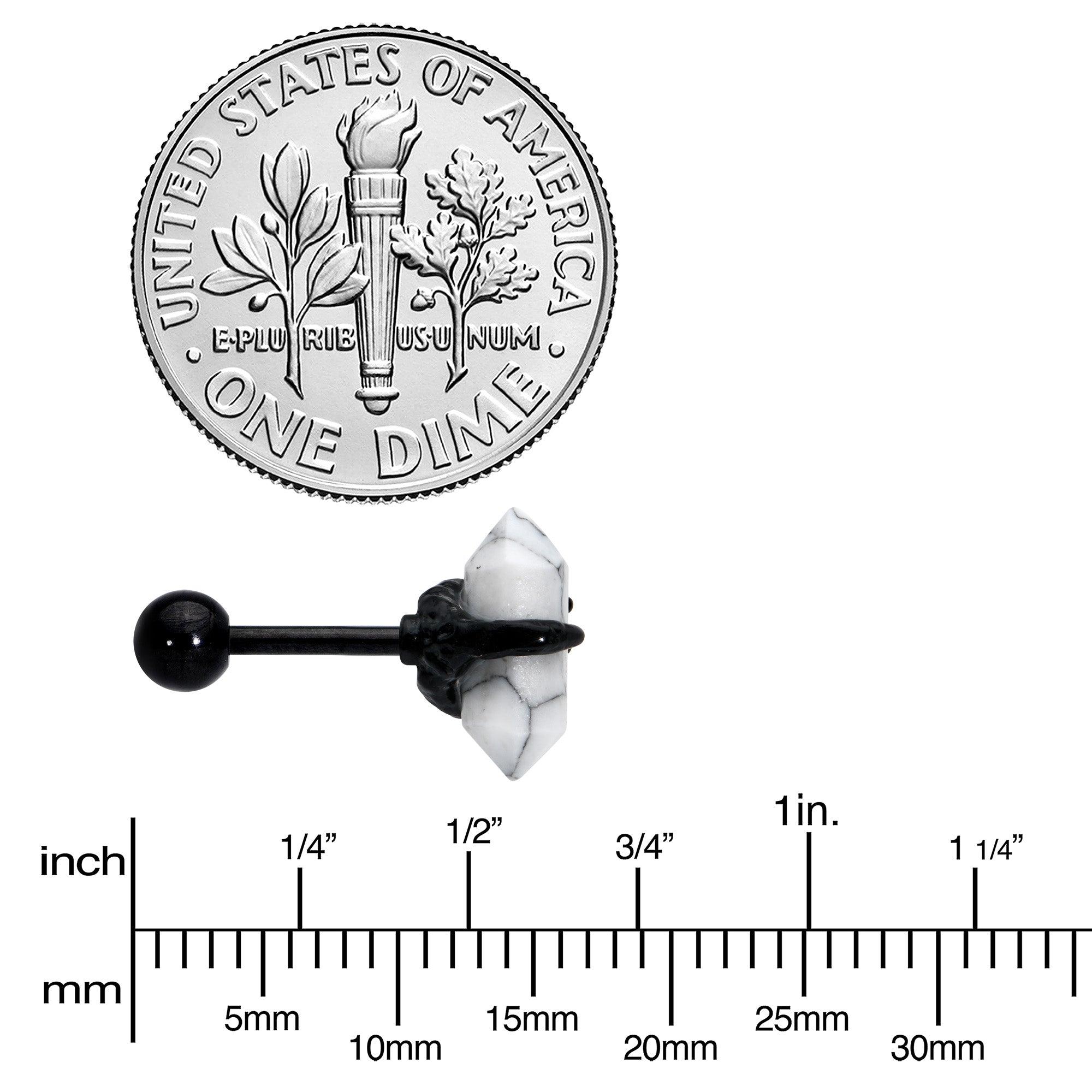 16G 1/4 White Howlite Black Claw Obelisk Cartilage Earring