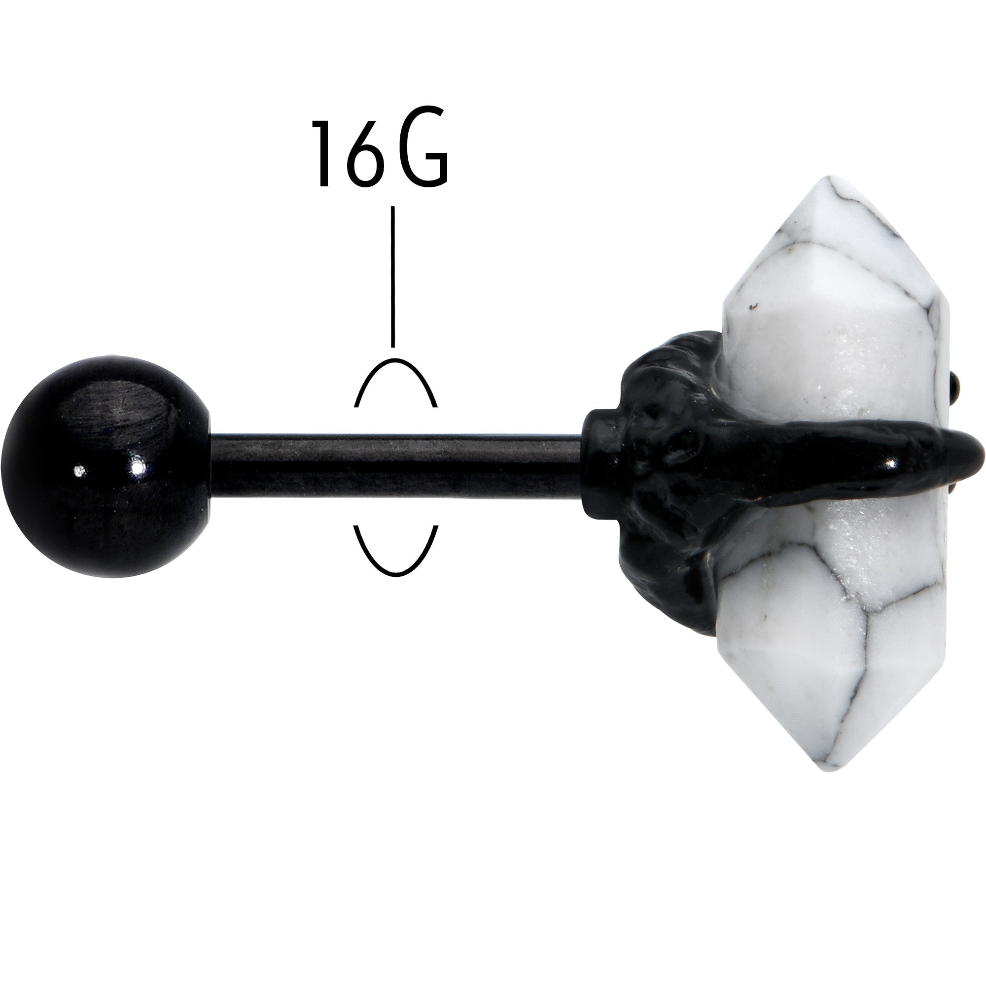 16G 1/4 White Howlite Black Claw Obelisk Cartilage Earring