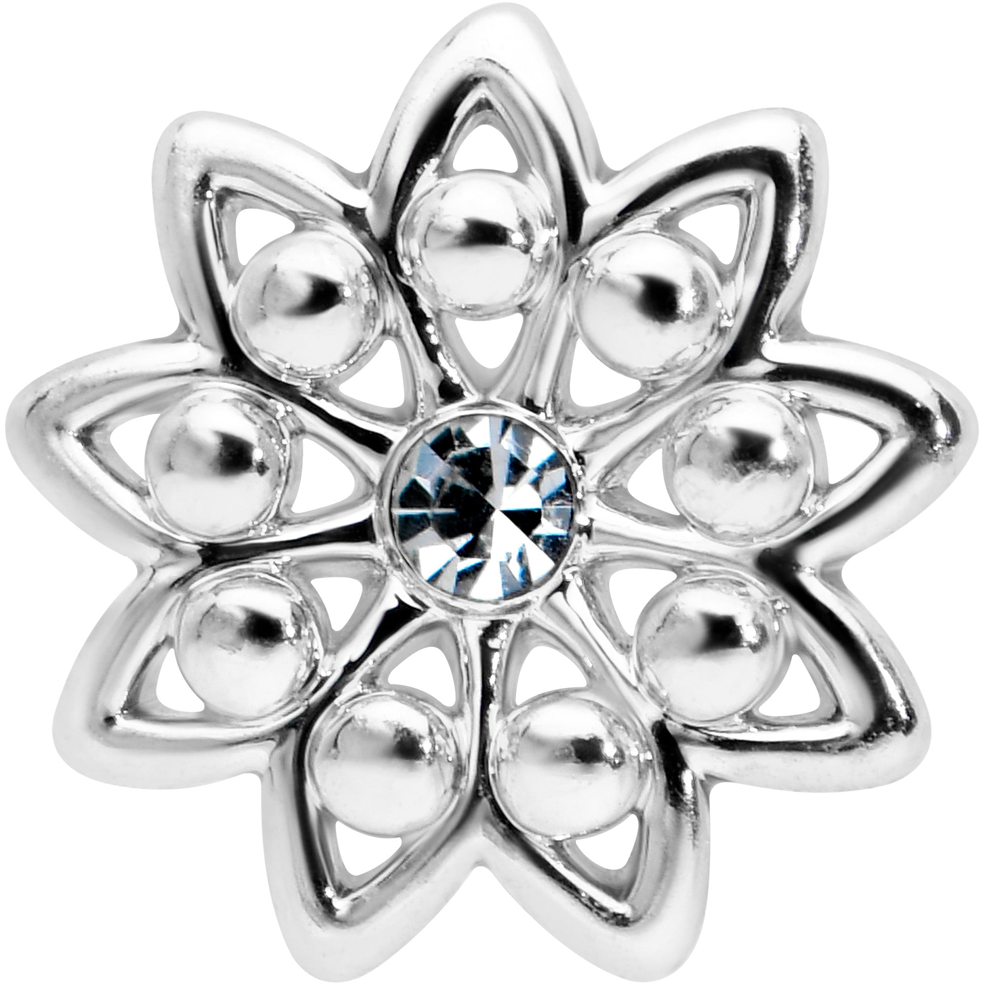 20G 7mm Clear Gem Elegant Starry Flower L Shape Nose Ring