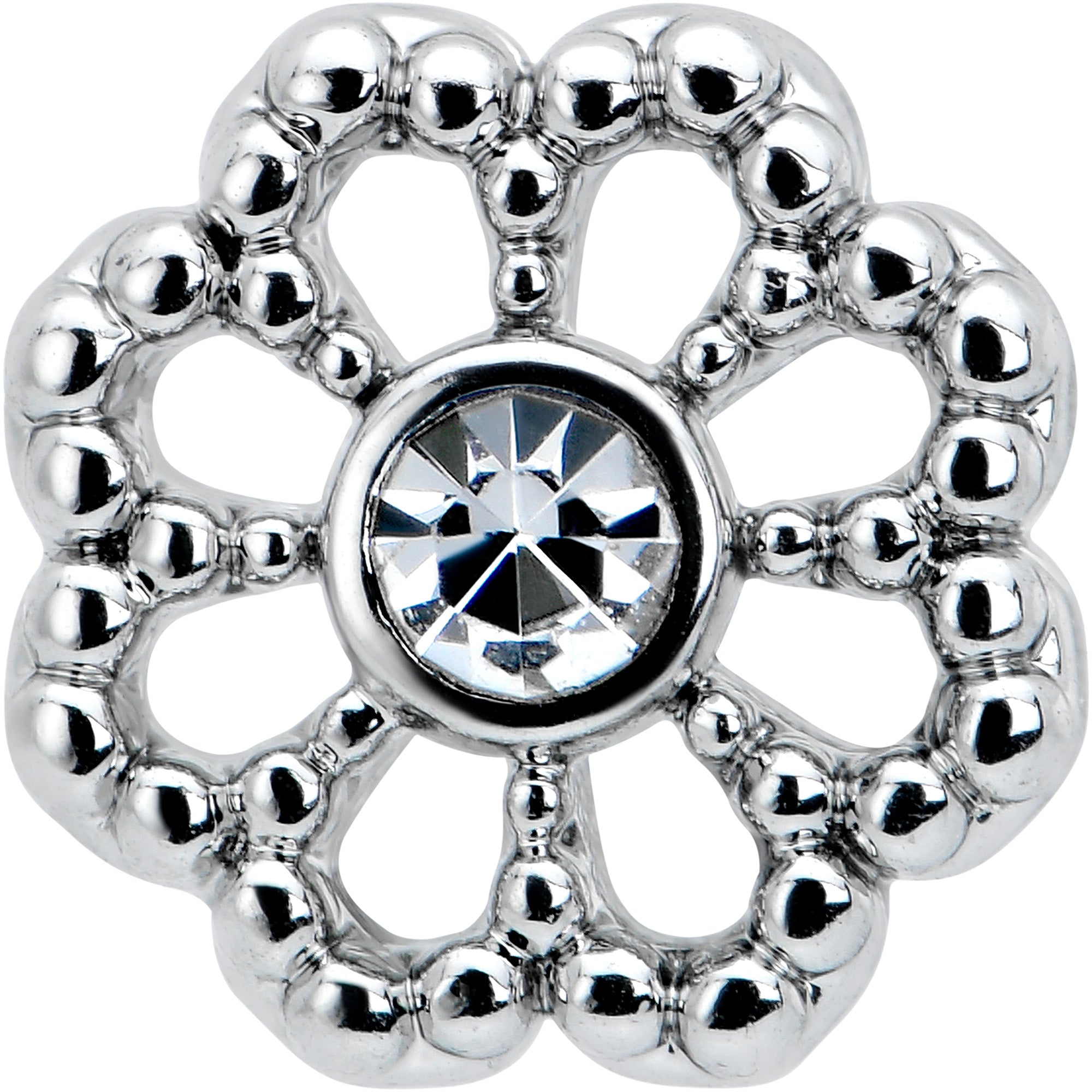 20G 7mm Clear Gem Epic Fabulous Flower L Shape Nose Ring