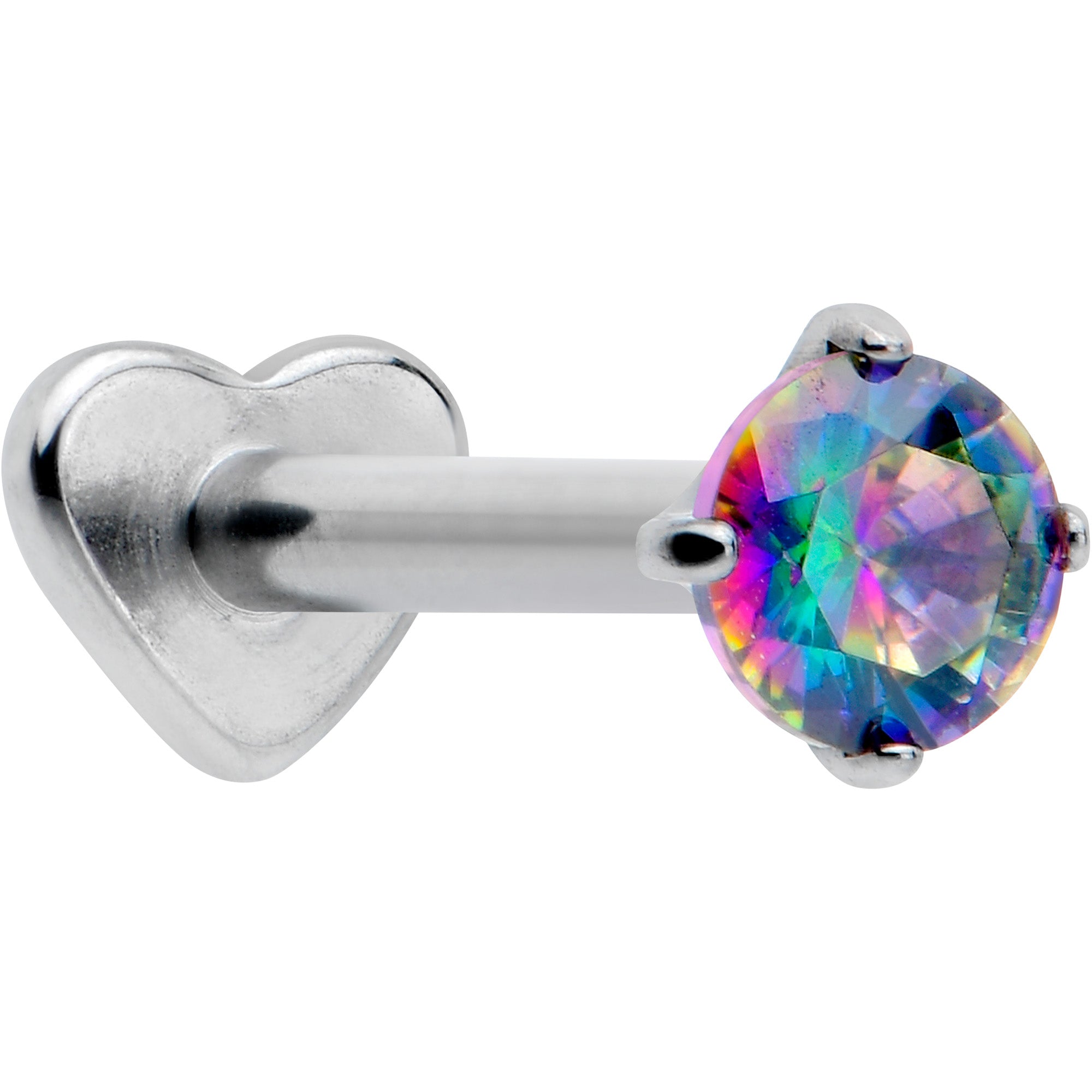 16G 5/16 Vitrail CZ ASTM F-136 Implant Grade Titanium Threadless Heart End Labret