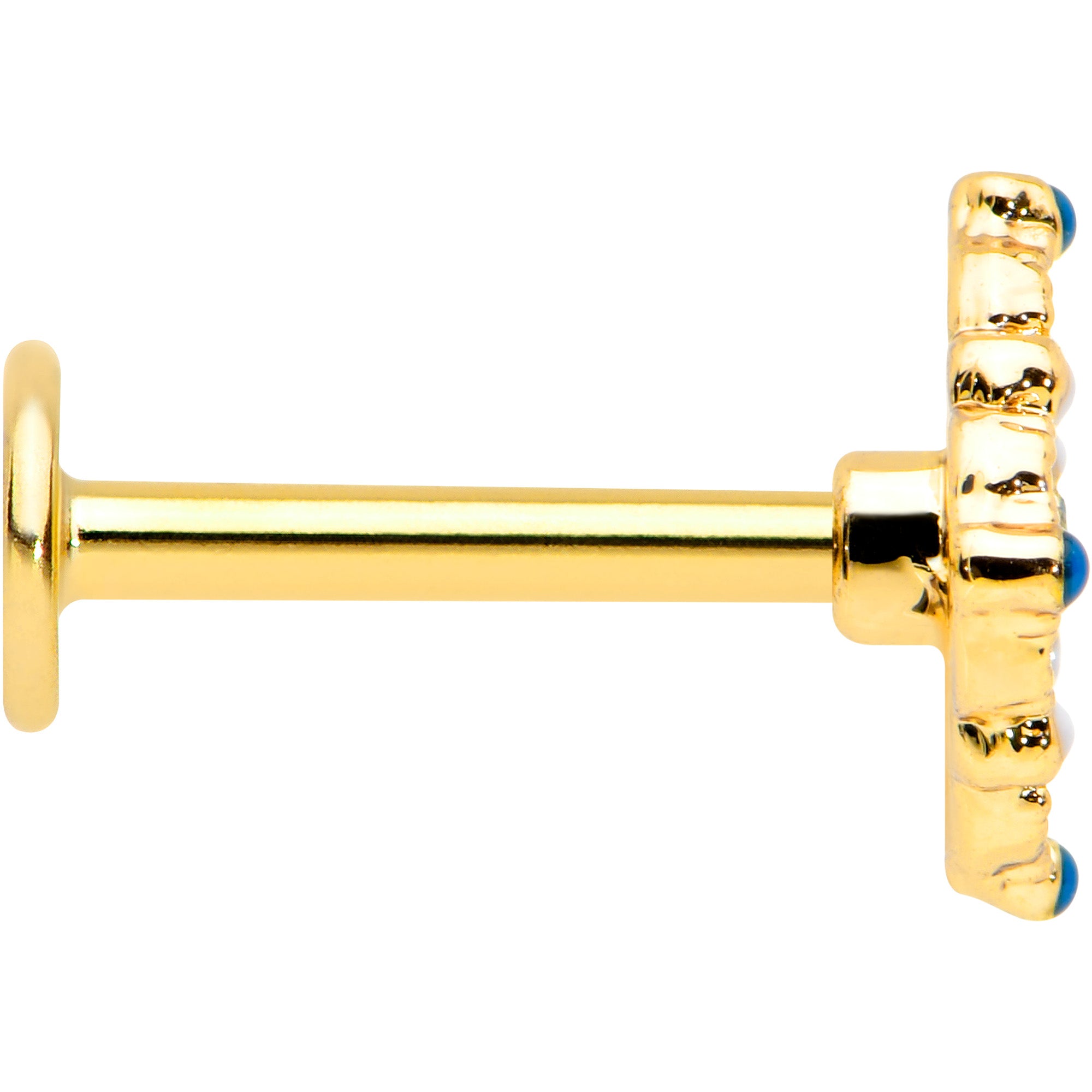 16G 5/16 Blue Gem Gold Tone Lacy Rhombus Labret Monroe Tragus