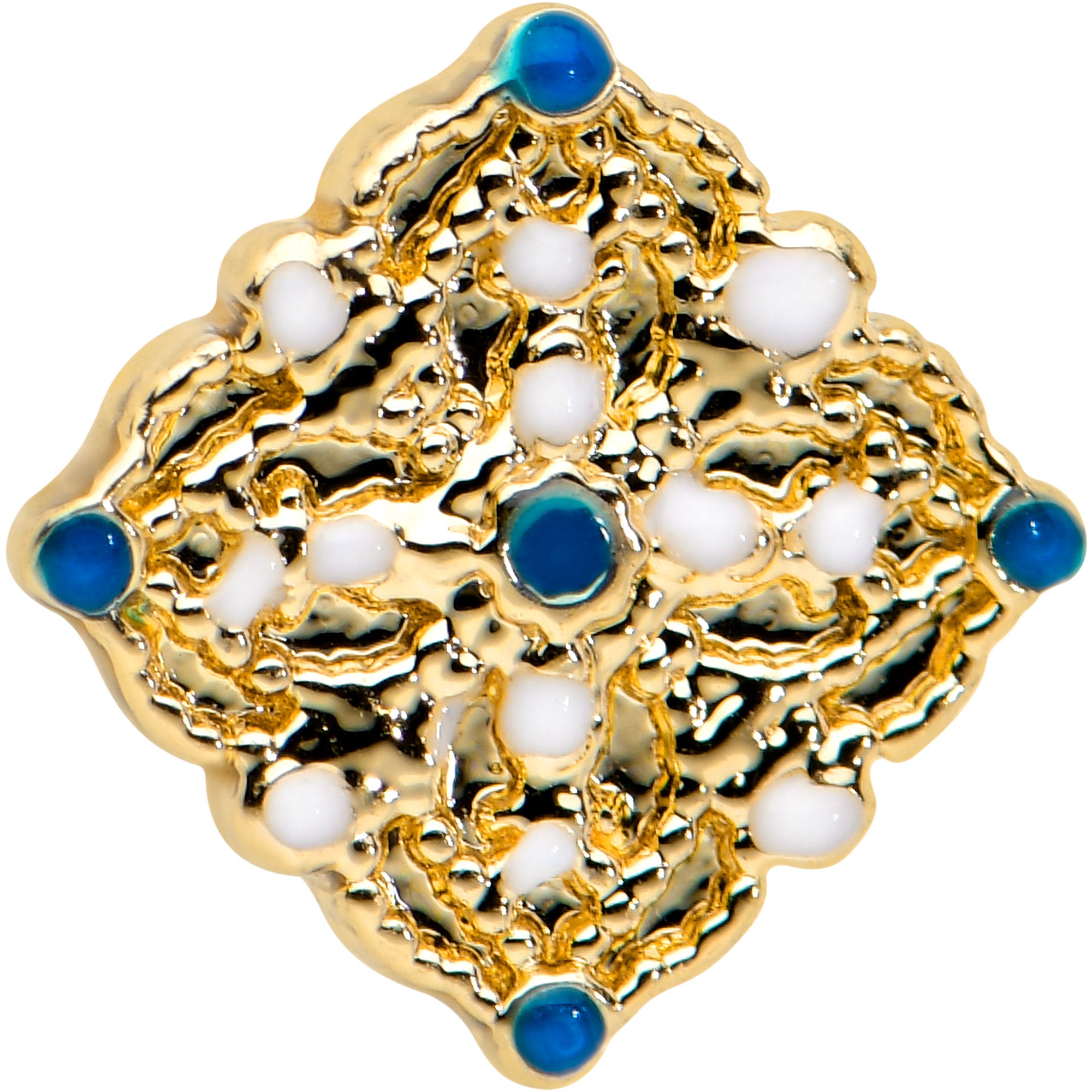 20G 1/4 Gold Tone Lacy Rhombus L Shape Nose Ring