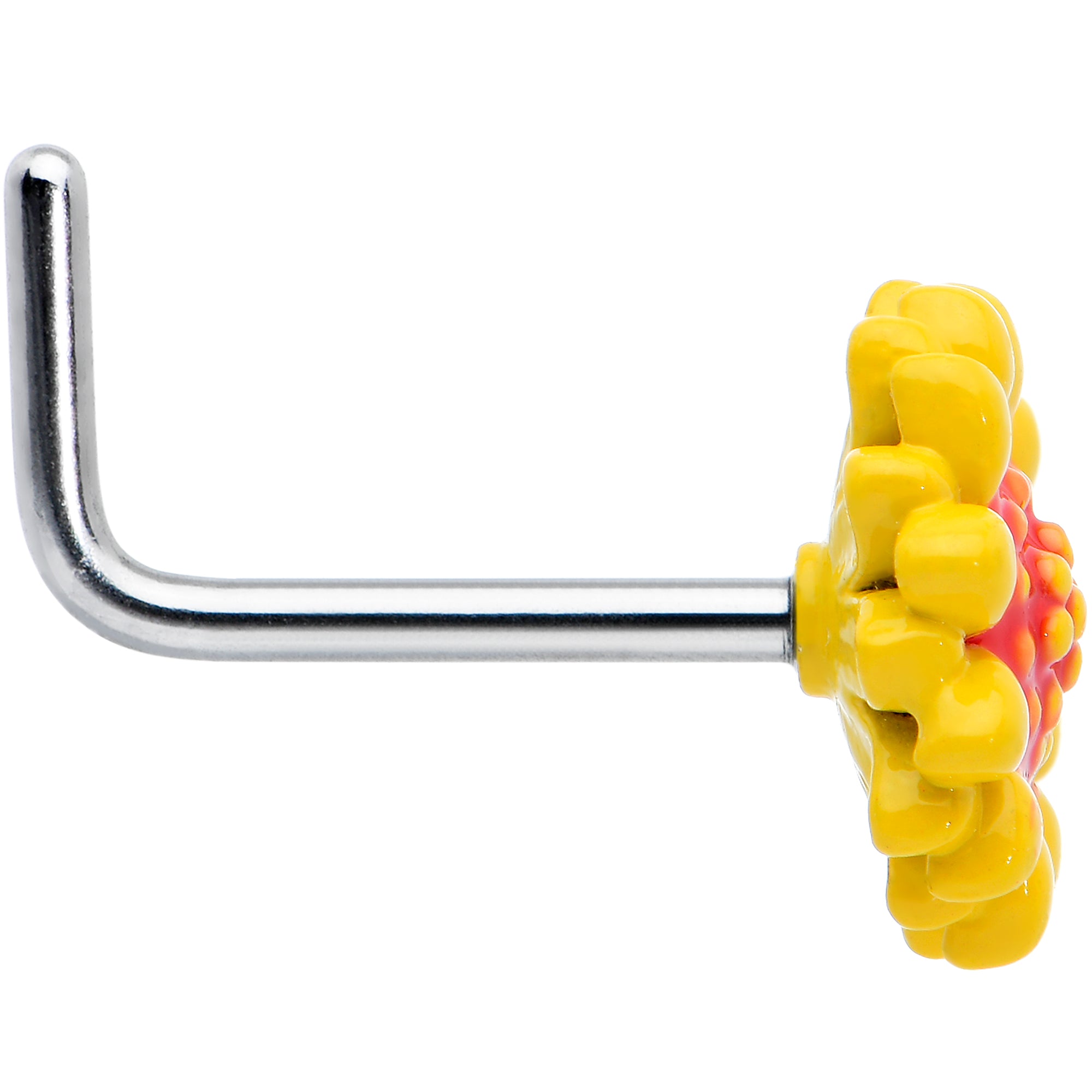 20G 7mm Happy Yellow Sunflower L Shape Nose Ring