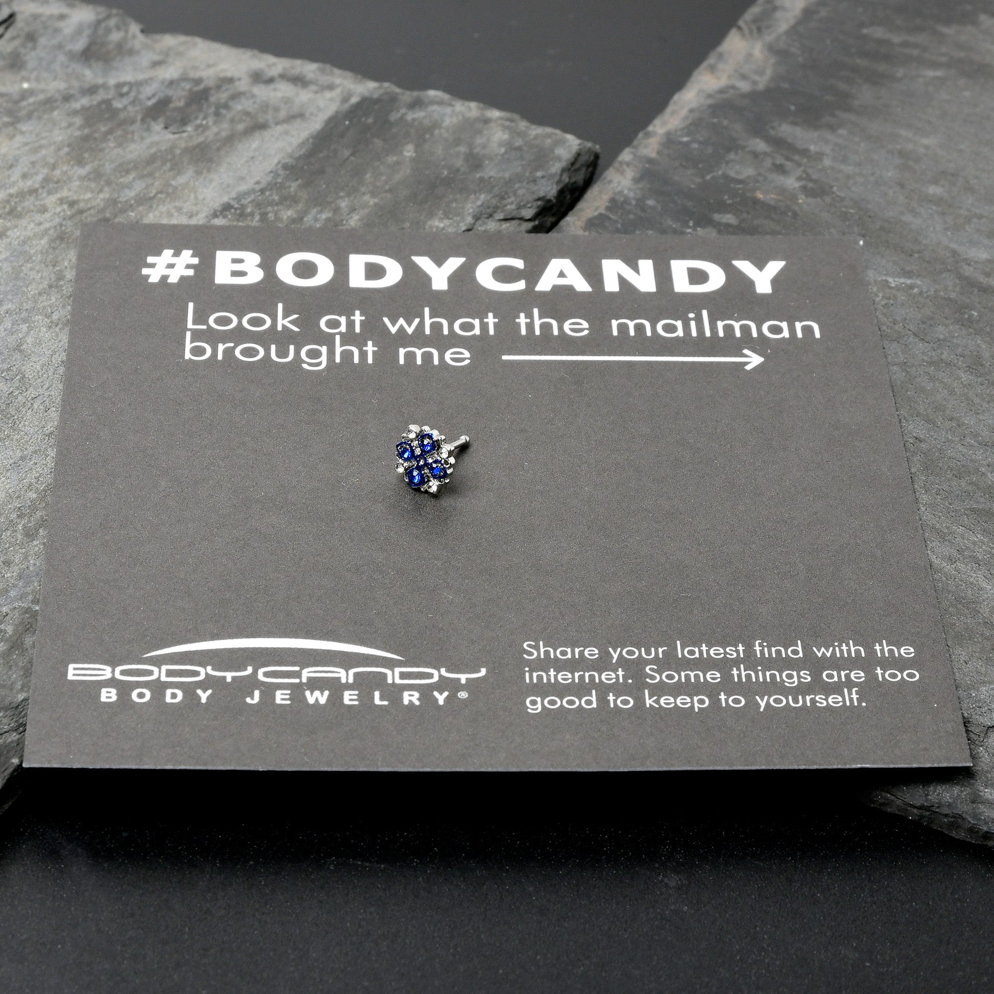 20G 1/4 Clear Blue Gem Embellished Cross Nose Bone