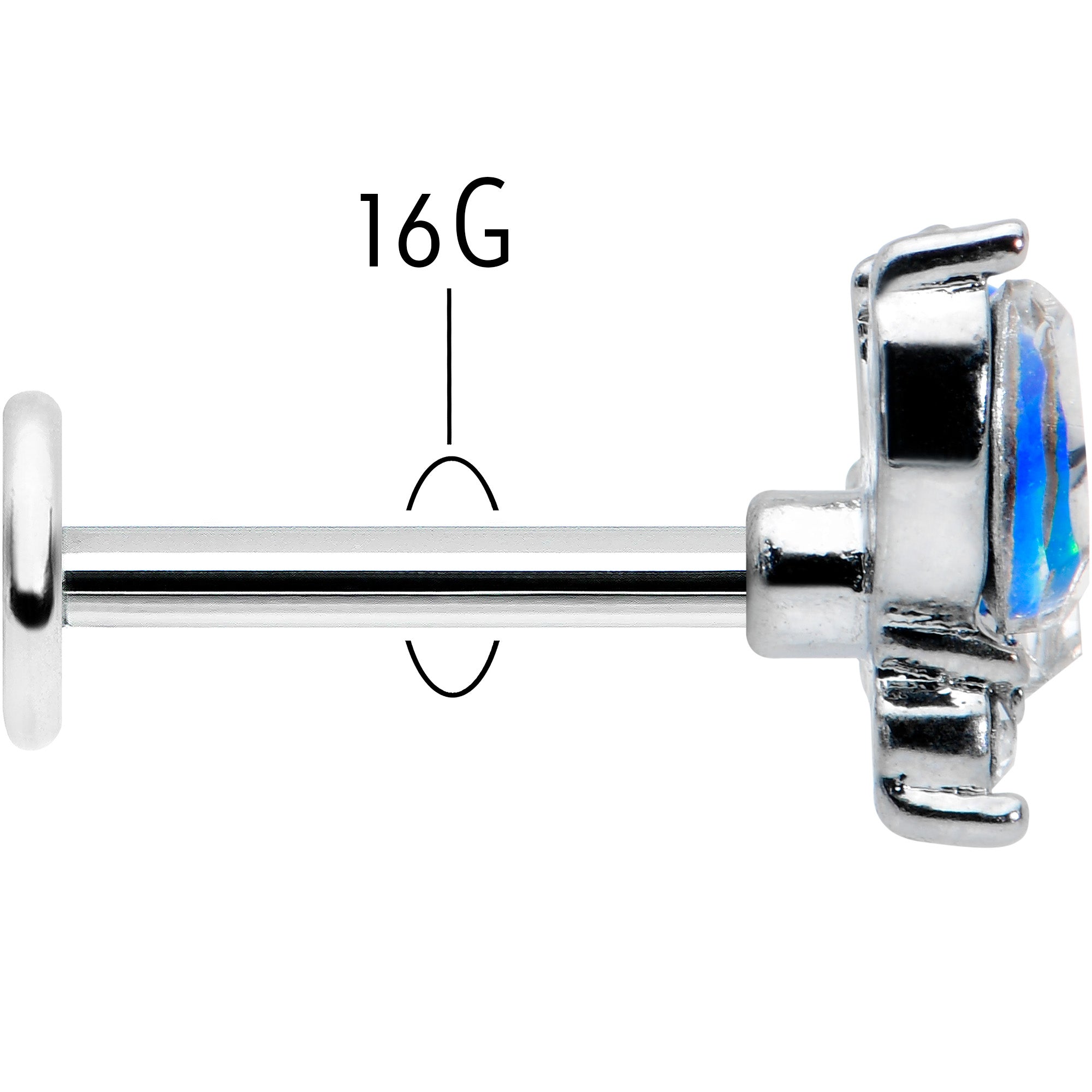 16G 5/16 Blue Synthetic Opal Style Flower Labret Monroe Tragus