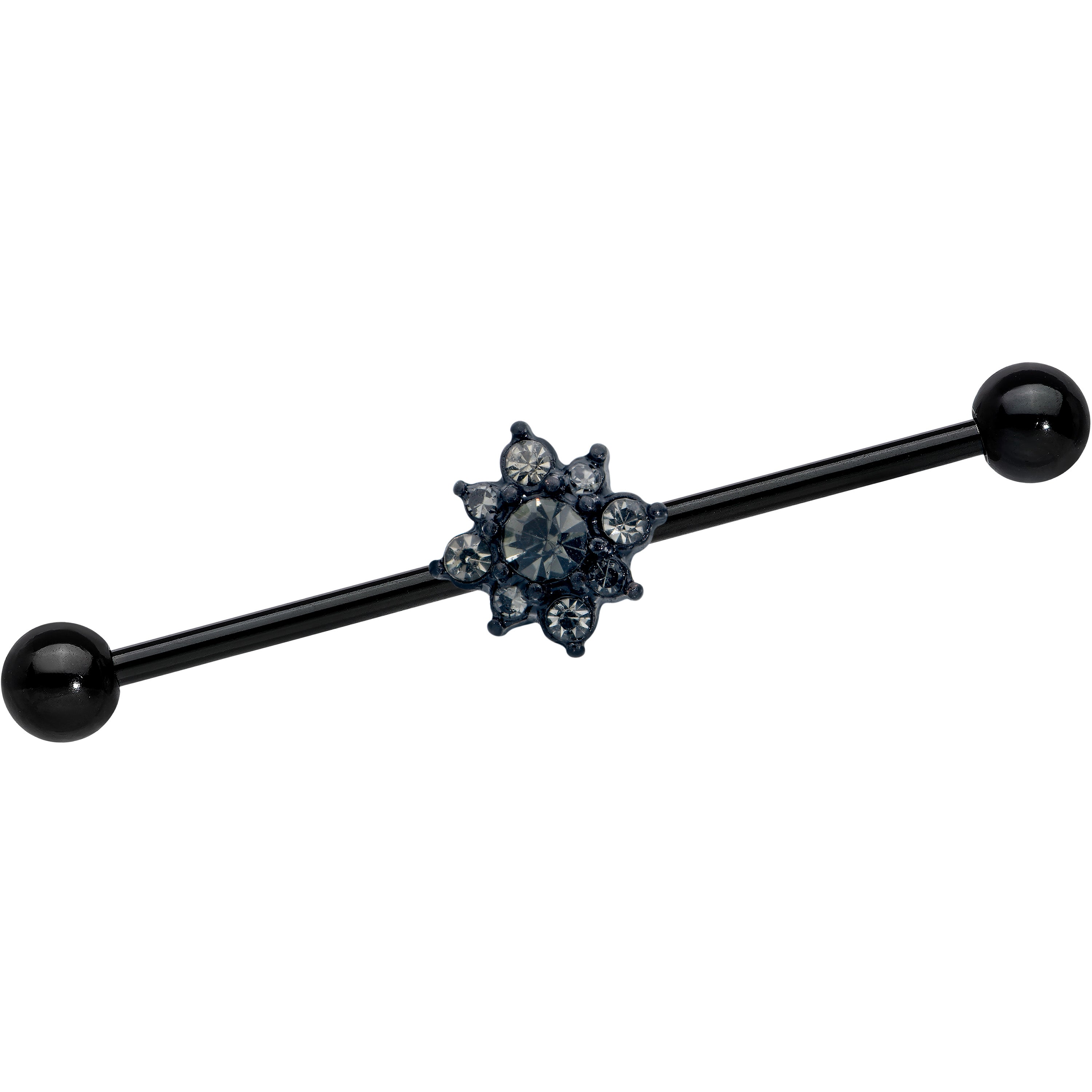 14G Clear Gem Black Gothic Sun Industrial Barbell 38mm