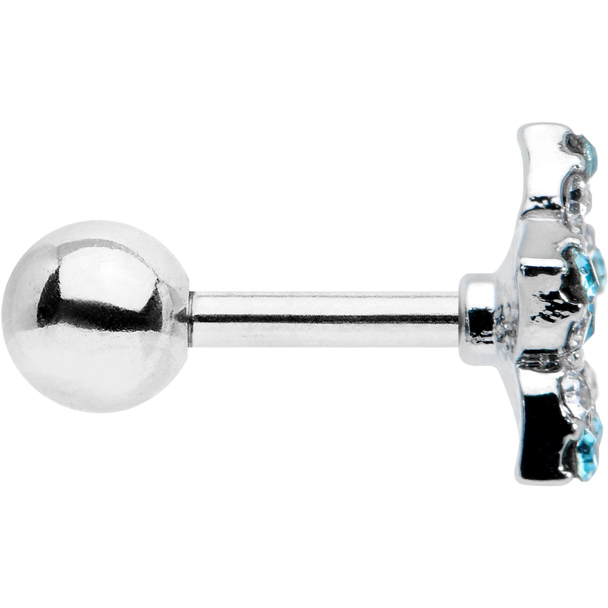 16G 1/4 Blue Clear Gem Opulent Flower Cartilage Tragus Earring