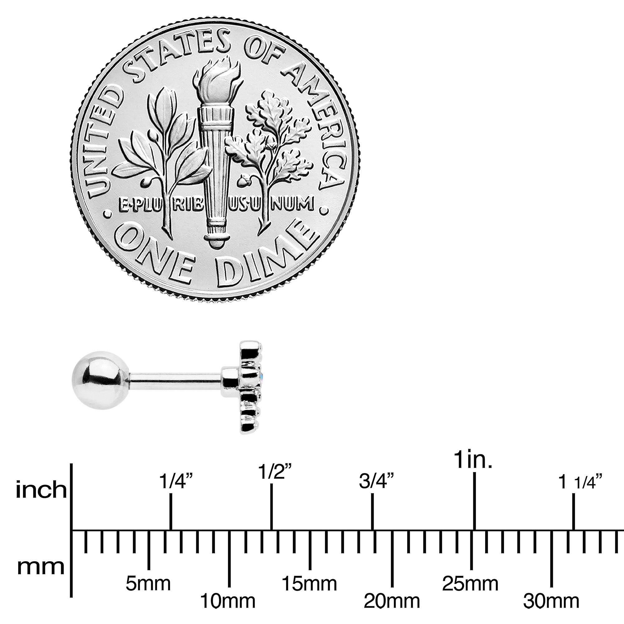 16G 1/4 Aurora Gem Ornate Dragonfly Cartilage Tragus Earring