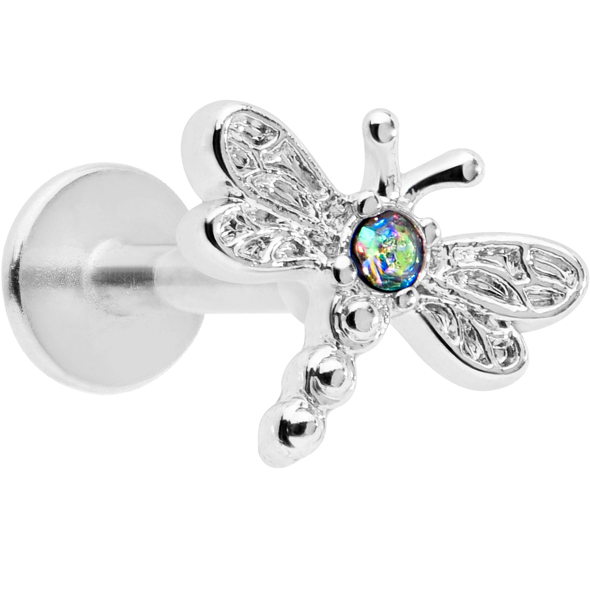 16G 5/16 Aurora Gem Ornate Dragonfly Labret Monroe Tragus