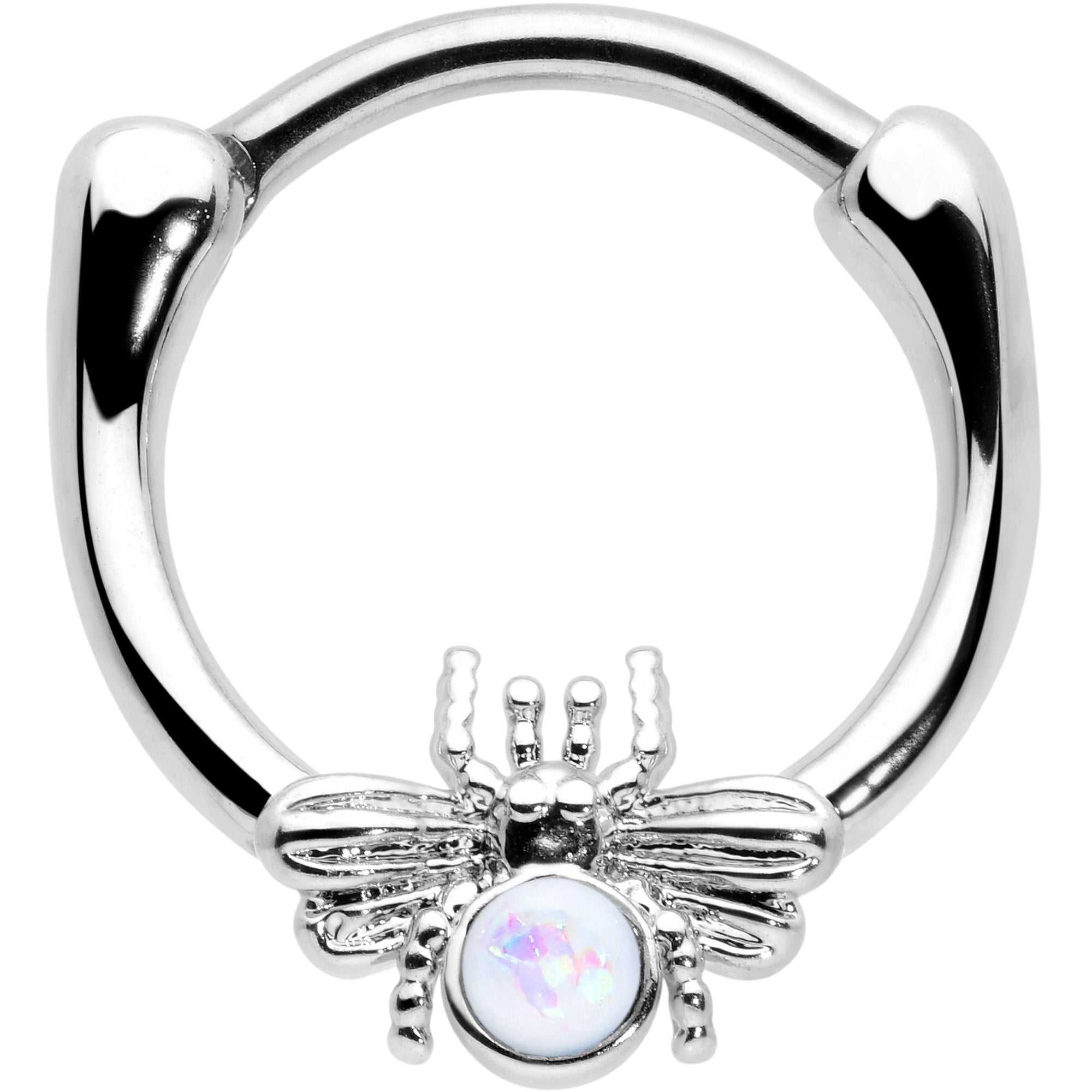 16G 5/16 White Faux Opal Ultra Fly Cartilage Clicker