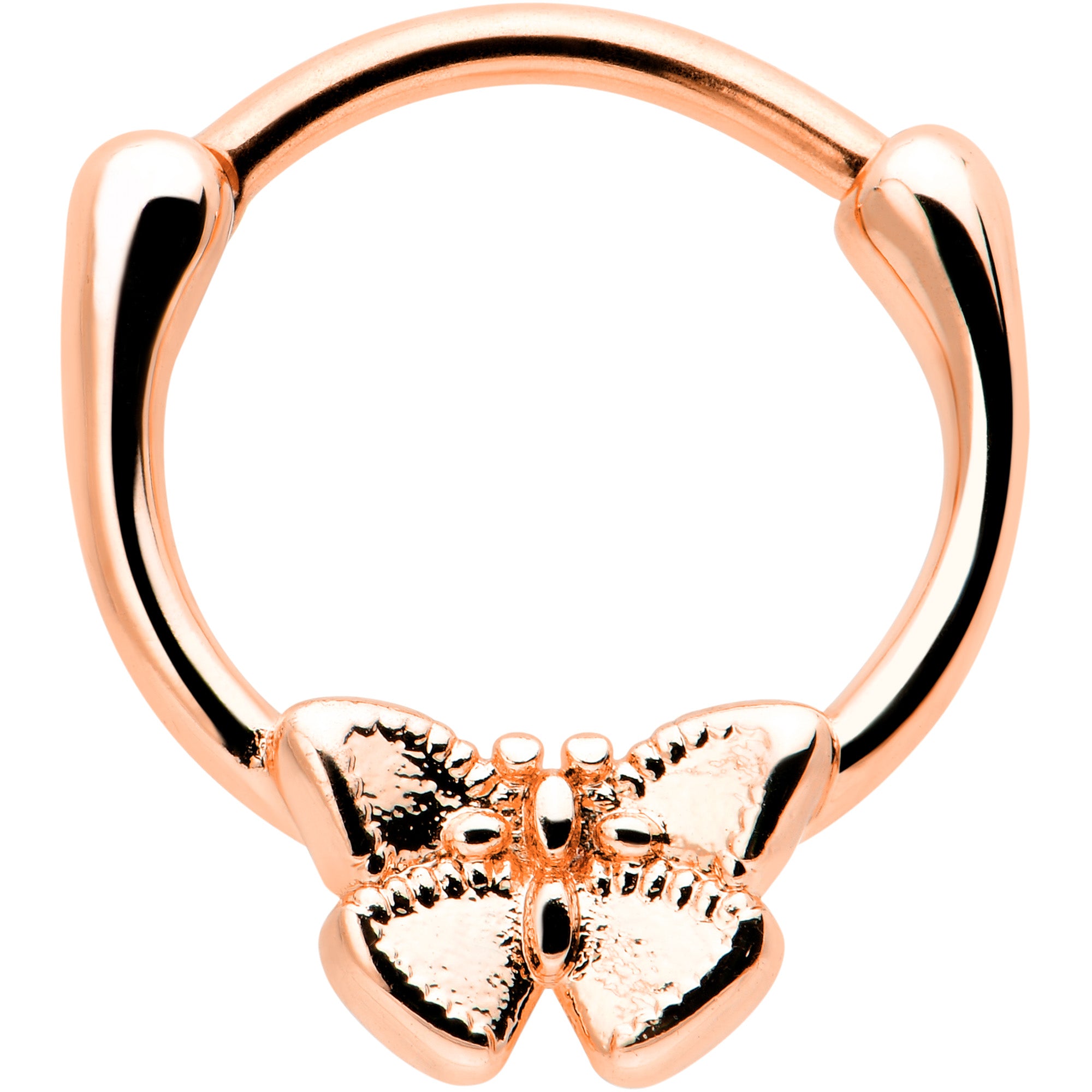 16G 5/16 Rose Gold Tone Simple Textured Butterfly Cartilage Clicker