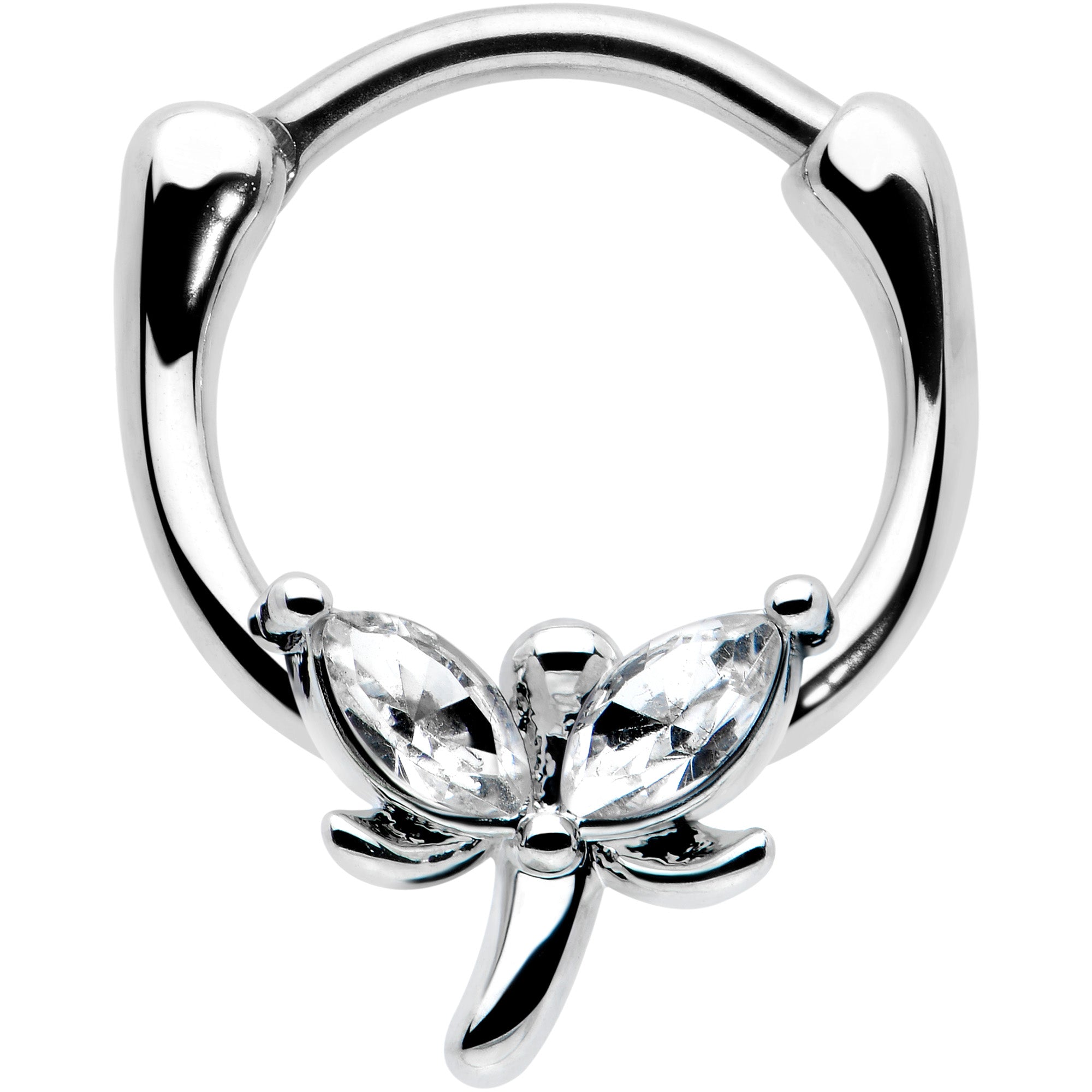 16G 5/16 Clear Gem Simple Style Dragonfly Cartilage Clicker